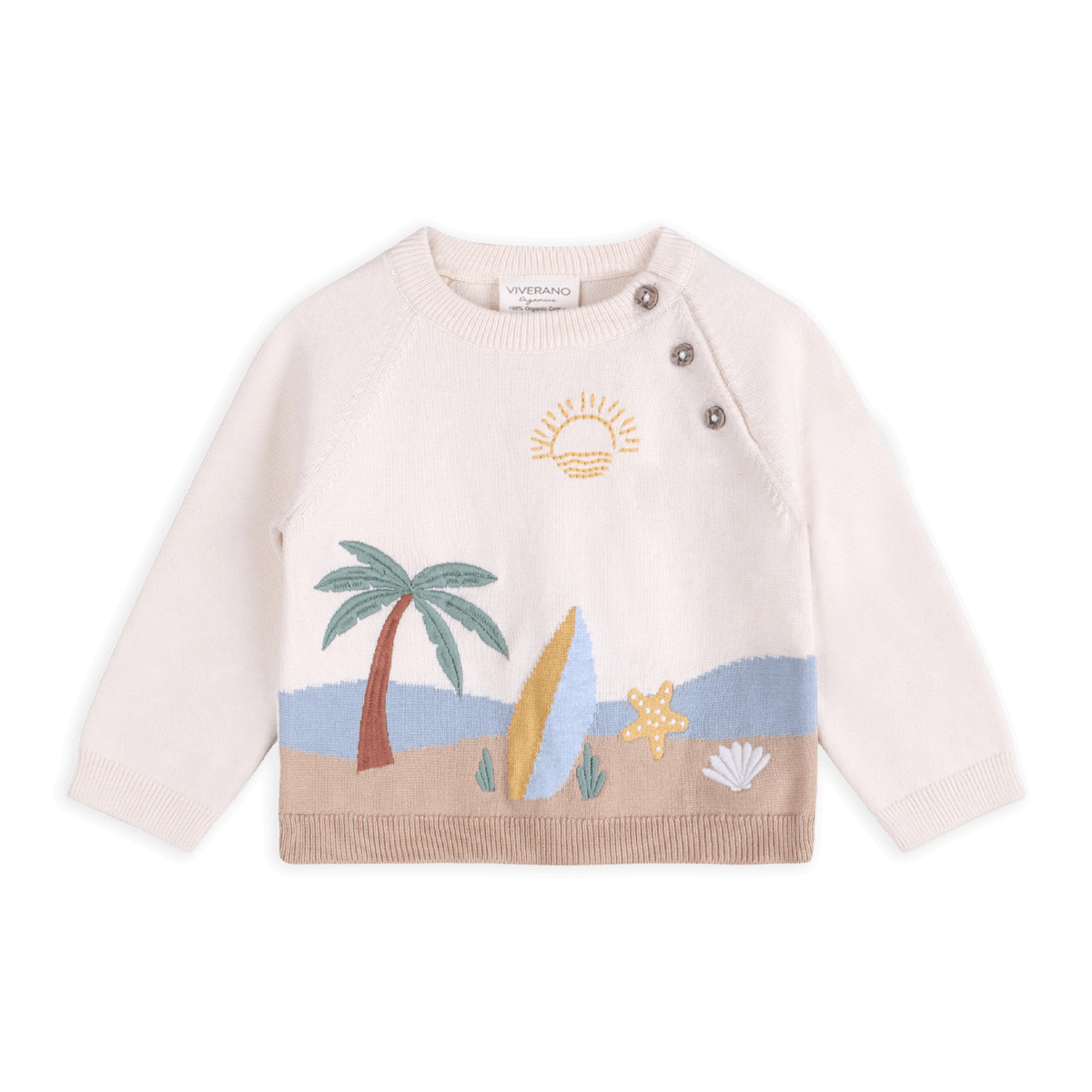 Surf Embroidered Baby Knit Pullover, Organic Cotton