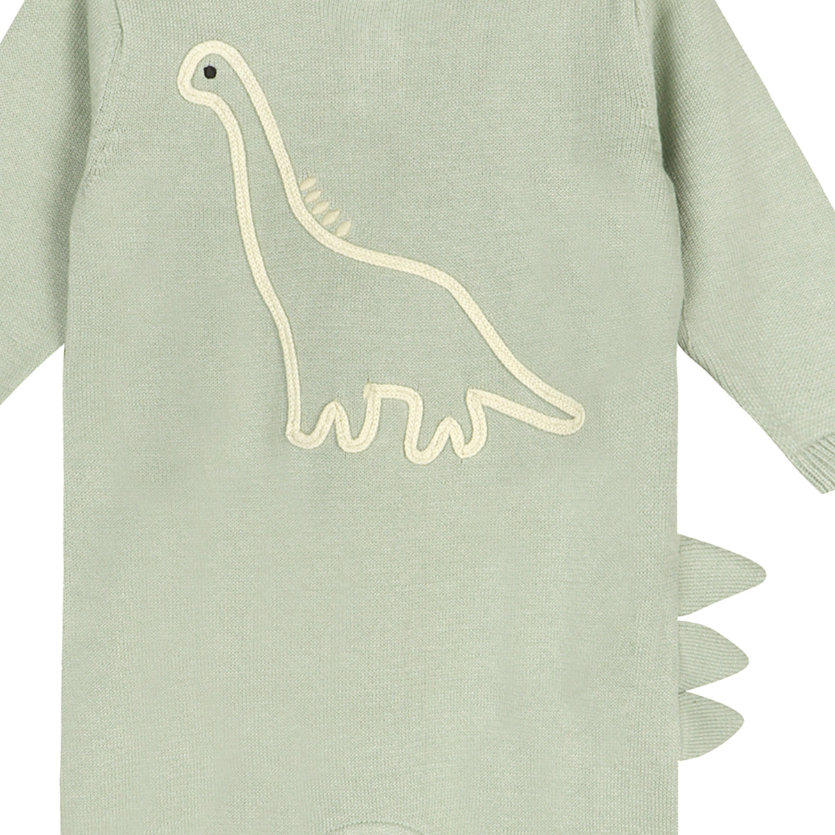 Dino Embroidered Baby Knit Jumpsuit Detail (Organic Cotton)