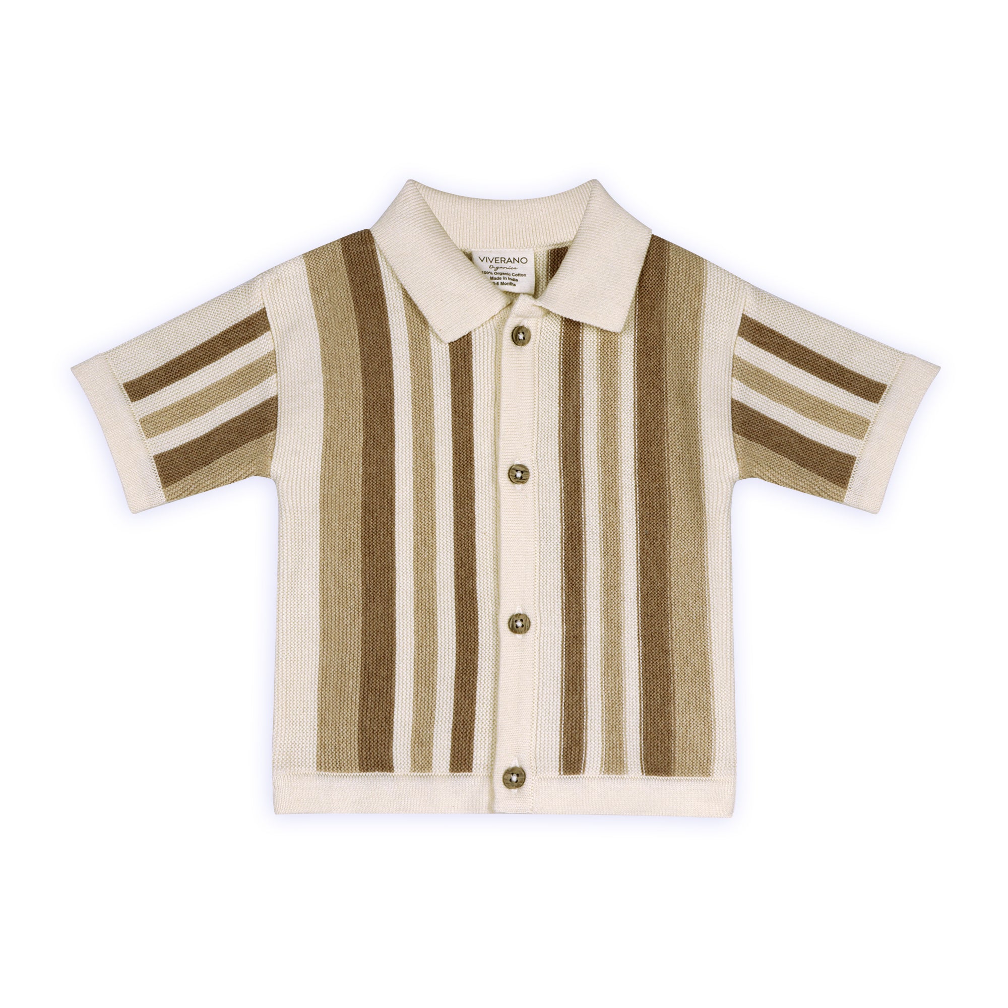 Archie Textured Stripe Baby Shirt Front (Organic Cotton)