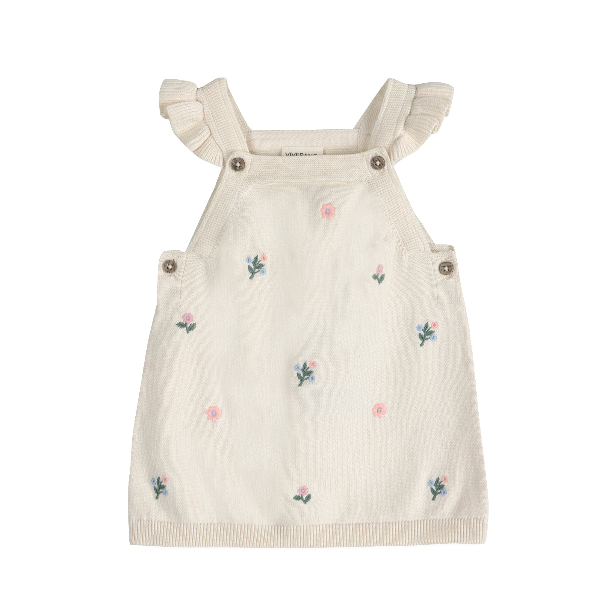 Floral Embroidered Baby Knit Tunic Dress Front (Organic Cotton)