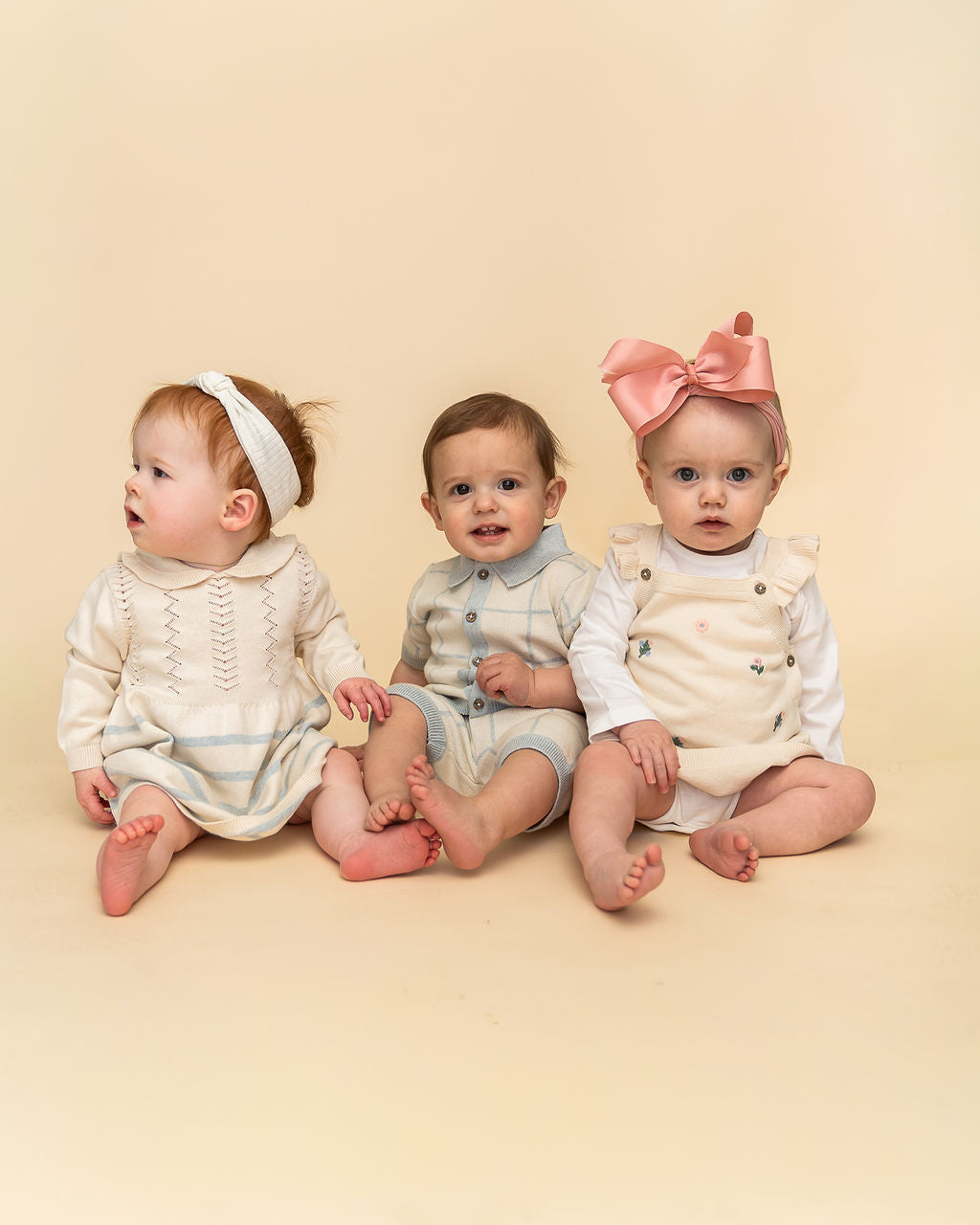 Isla Sailor Stripe Baby Sweater Knit Dress (Organic Cotton) - Models in outfit sets by Viverano