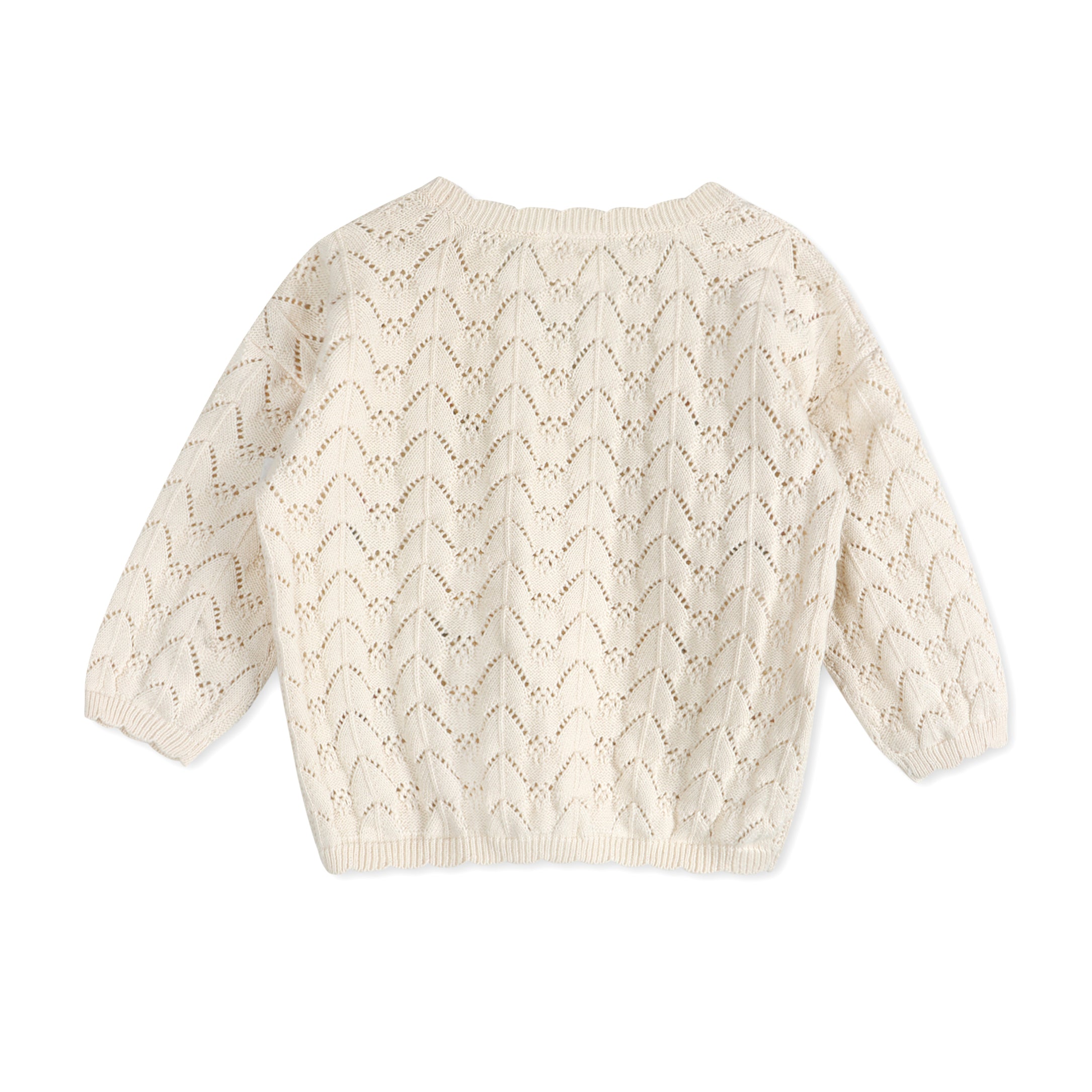 Hazel Floral Textured Baby Knit Cardigan Back (Organic Cotton)