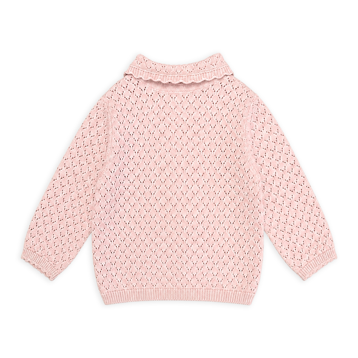back of lily floral baby sweater knit cardigan made of organic cotton