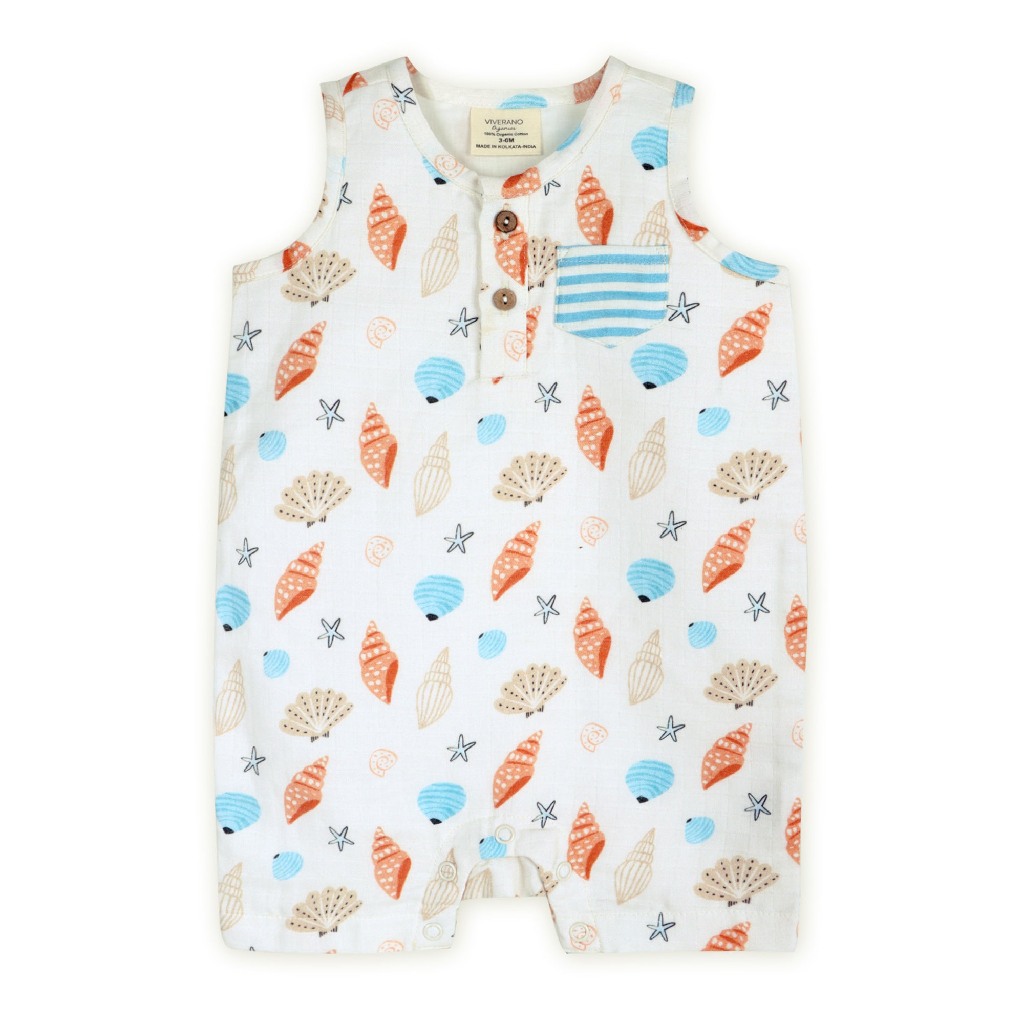 Seashell Baby Romper (Organic Muslin)