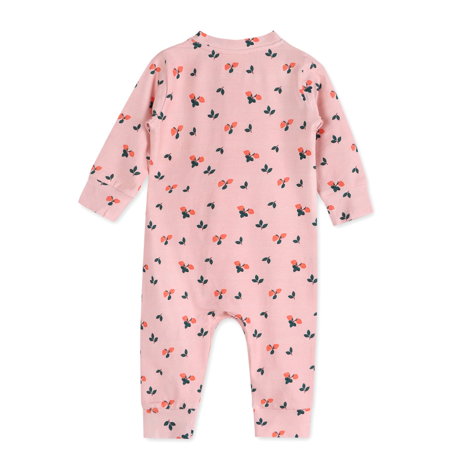 Strawberry Baby Ruffle Zipper Jumpsuit Back (Organic Jersey)
