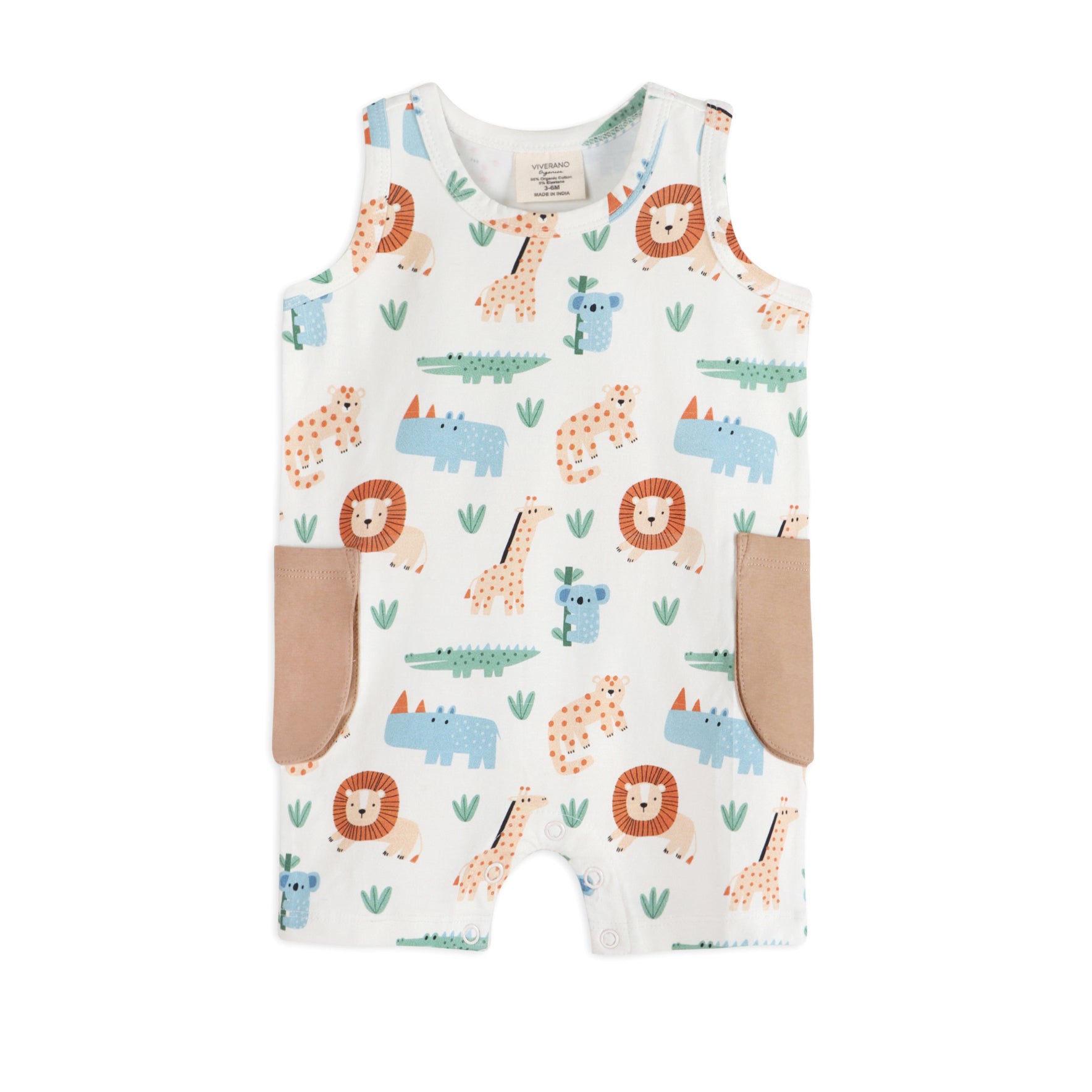 Safari Baby Side Pocket Shortie Romper (Organic Jersey)