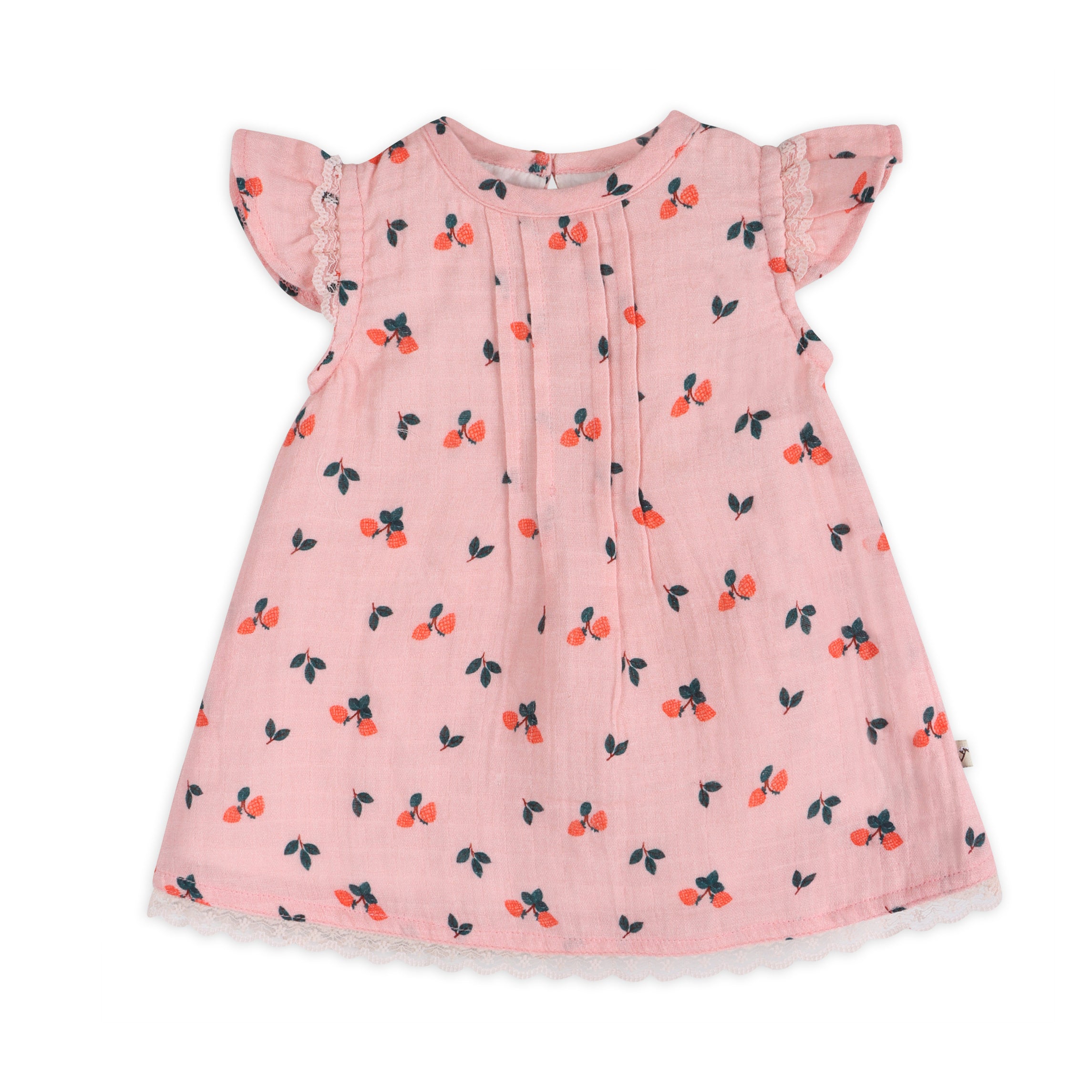 Strawberry Baby Dress Front (Organic Muslin)