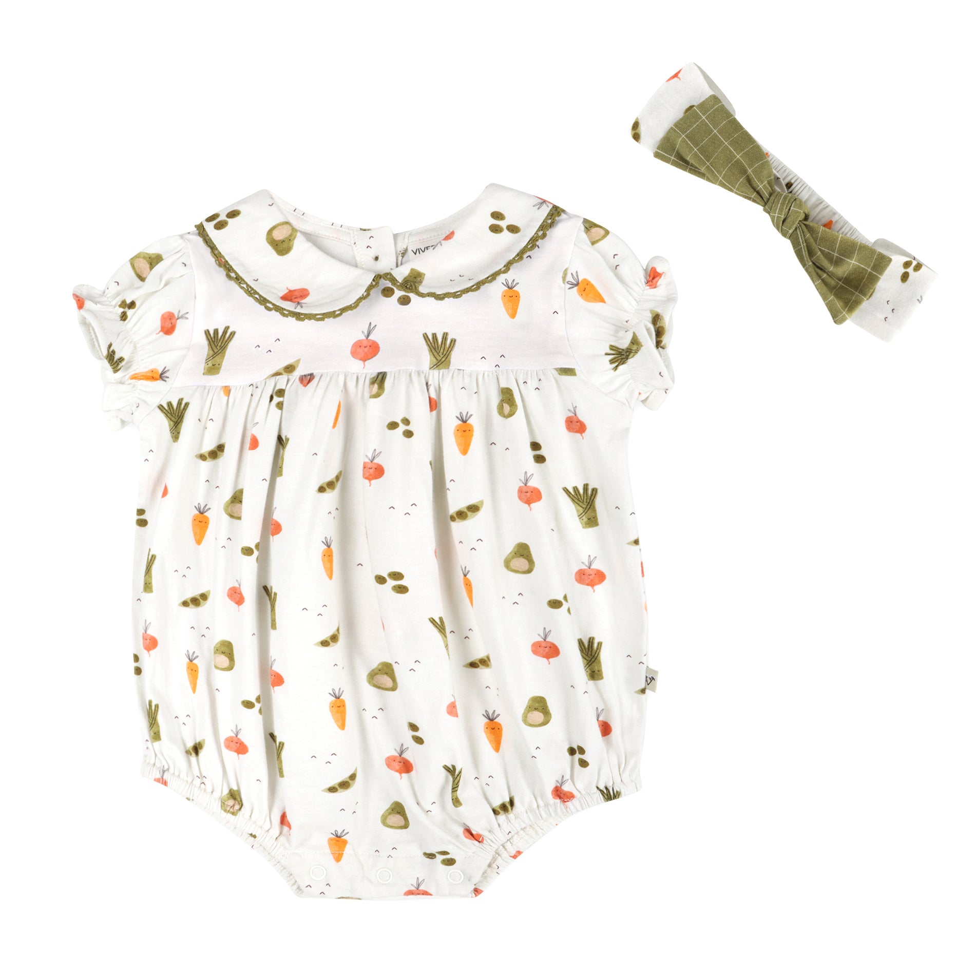 Veggies Baby Bubble Romper & Headband (Organic Jersey)