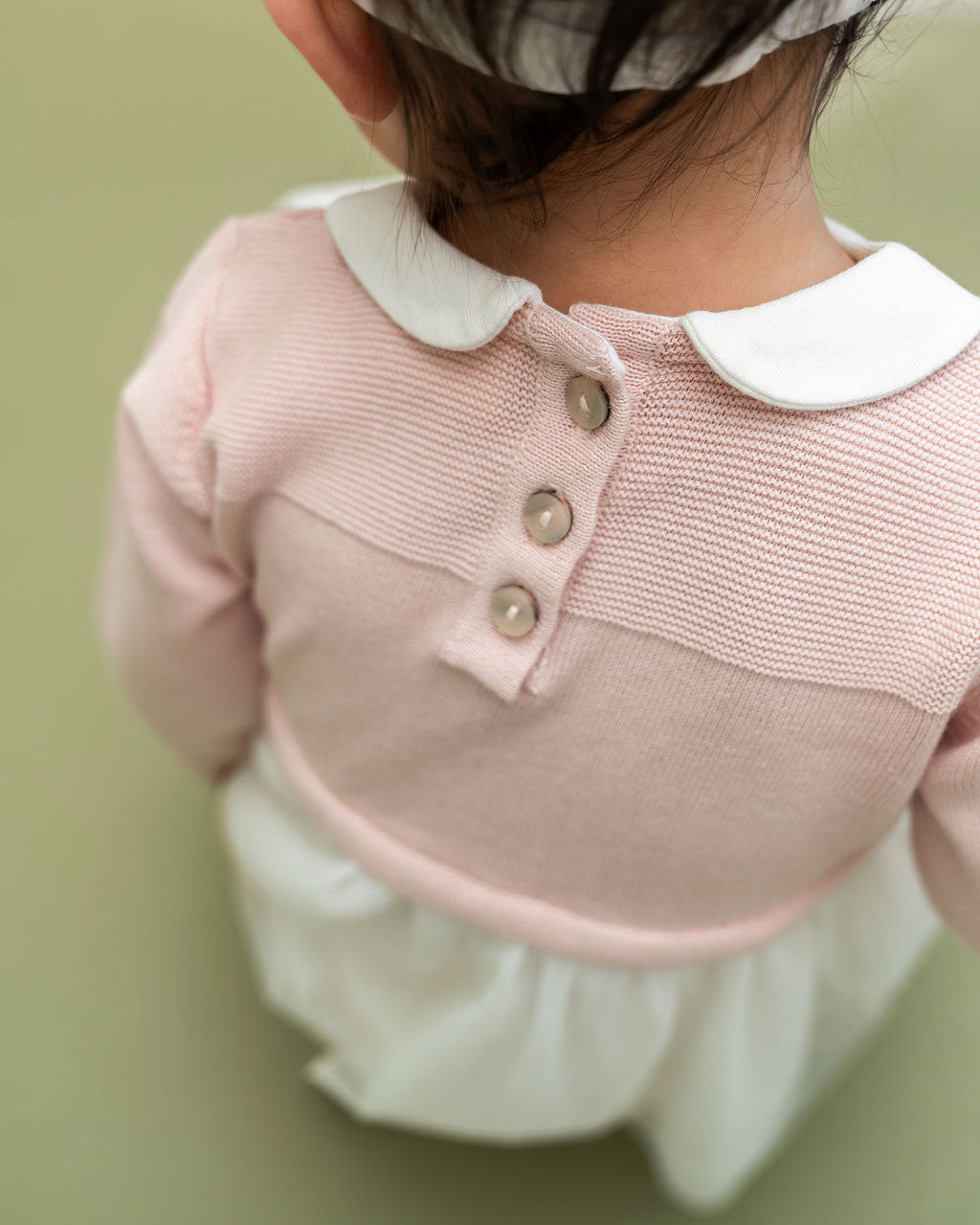 Milan Knit Baby Peter Pan Collar Tutu Dress (Organic Cotton) - Blush Back Detail