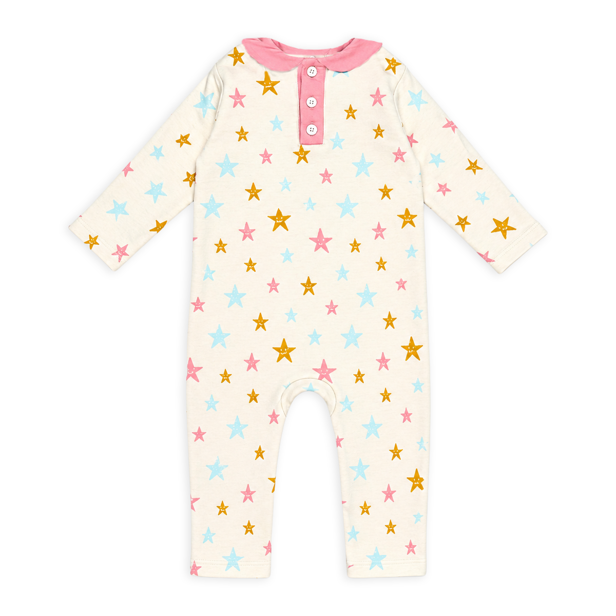 back of Stars Peter Pan Jacquard Baby Jumpsuit made with organic cotton