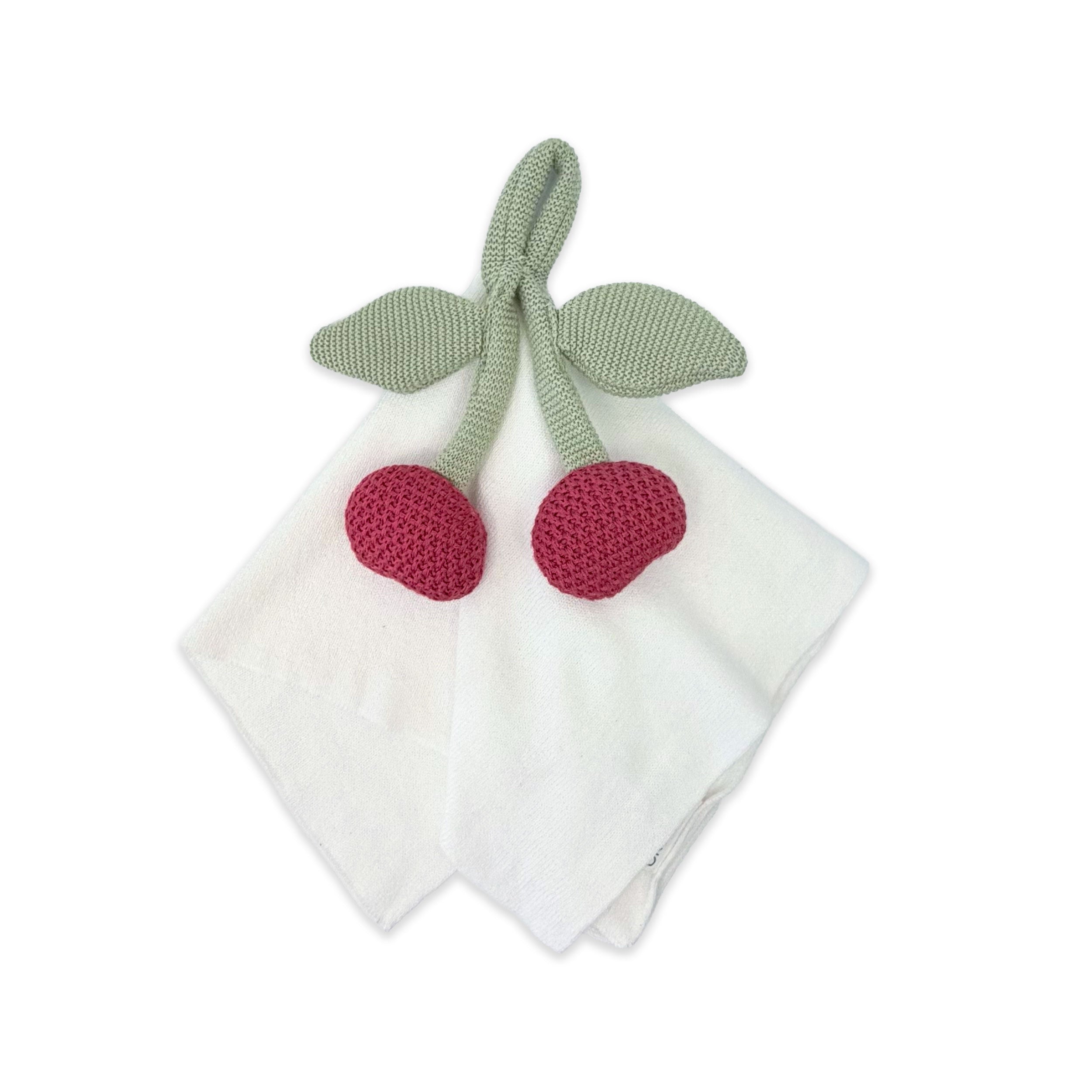 Cherry - Organic Baby Lovey Security Blanket Cuddle Cloth