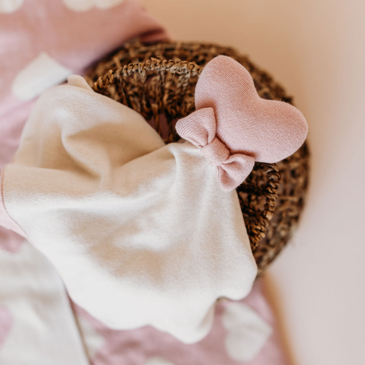 Heart - Organic Baby Lovey Security Blanket Cuddle Cloth