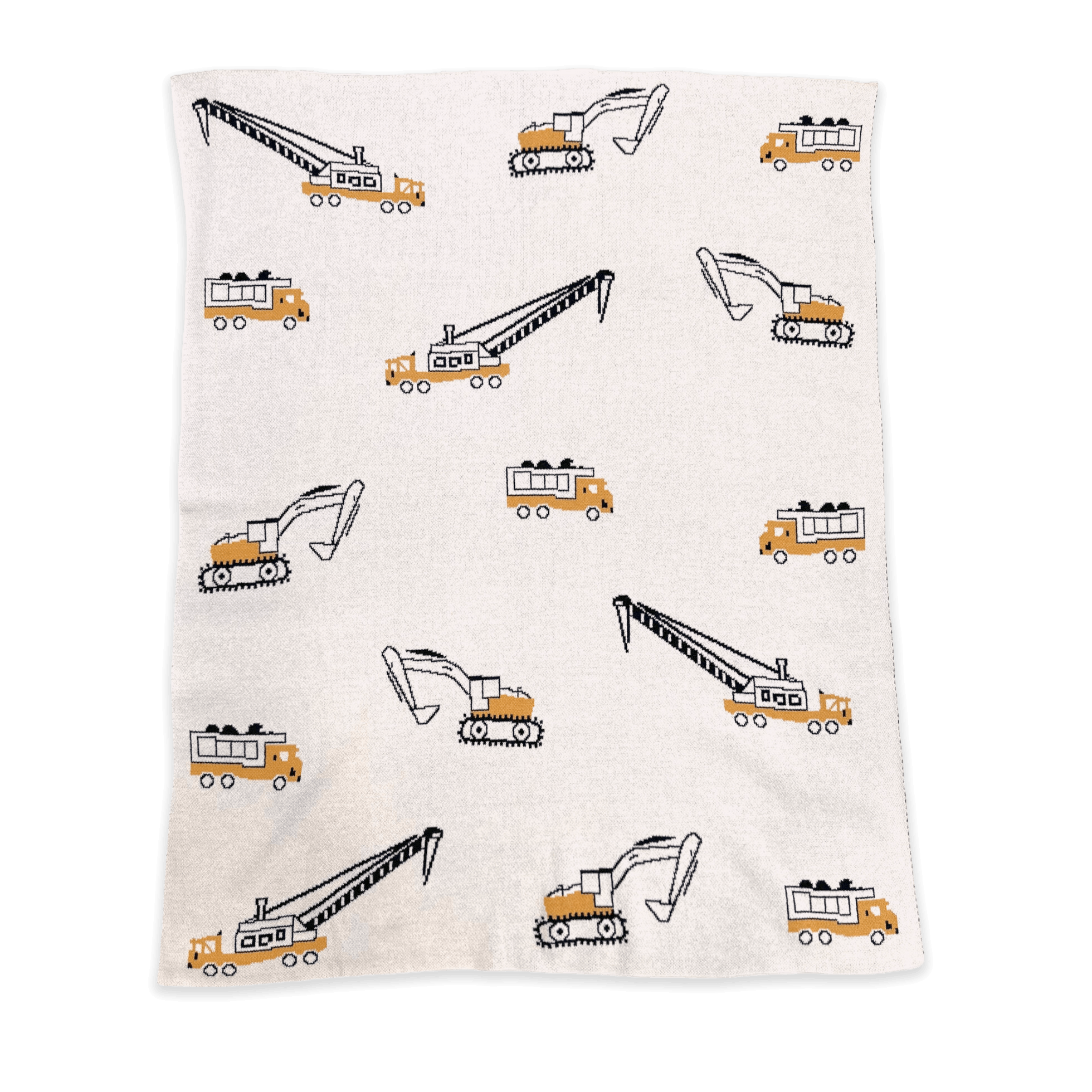 Construction Trucks - Jacquard Sweater Knit Baby Blanket (Organic Cotton)