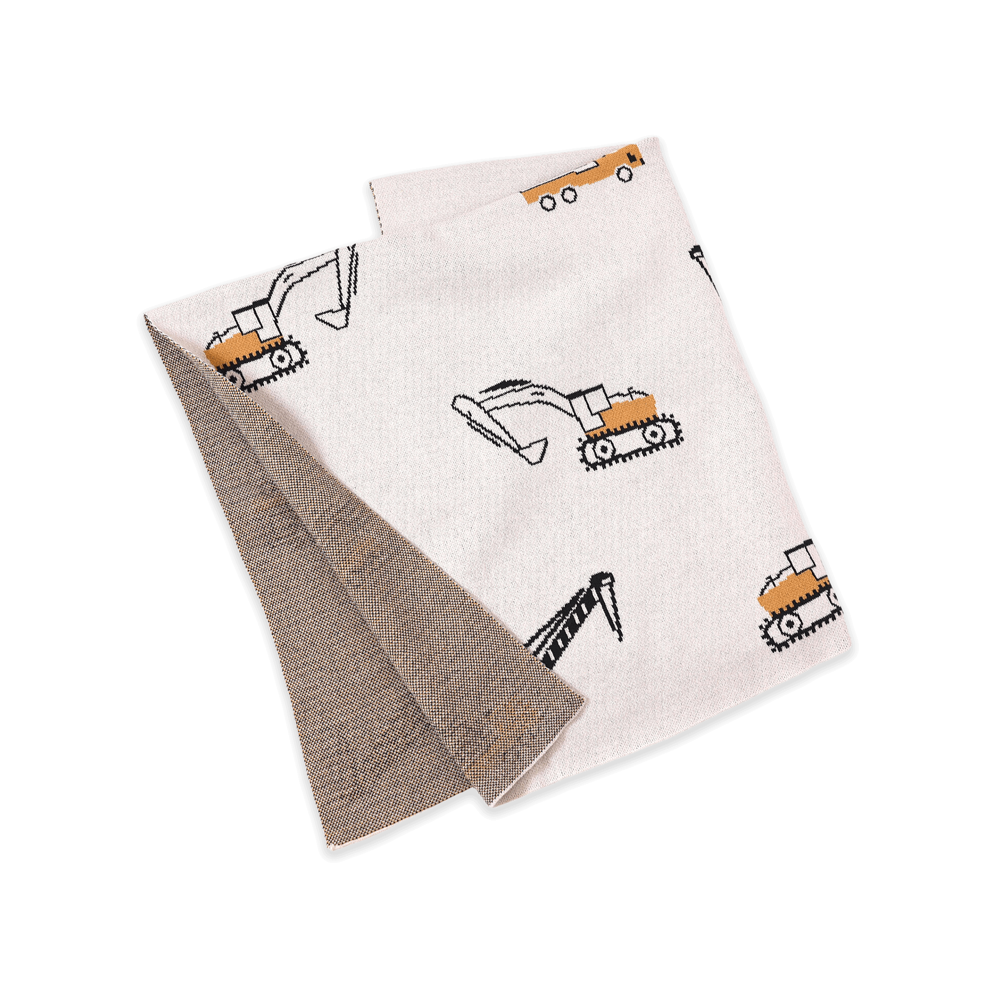 Construction Trucks - Jacquard Sweater Knit Baby Blanket (Organic Cotton)