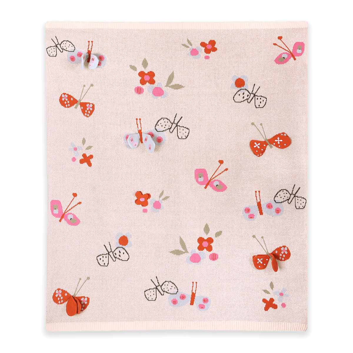Butterfly - 3D Jacquard Sweater Knit Baby Blanket (Organic Cotton)