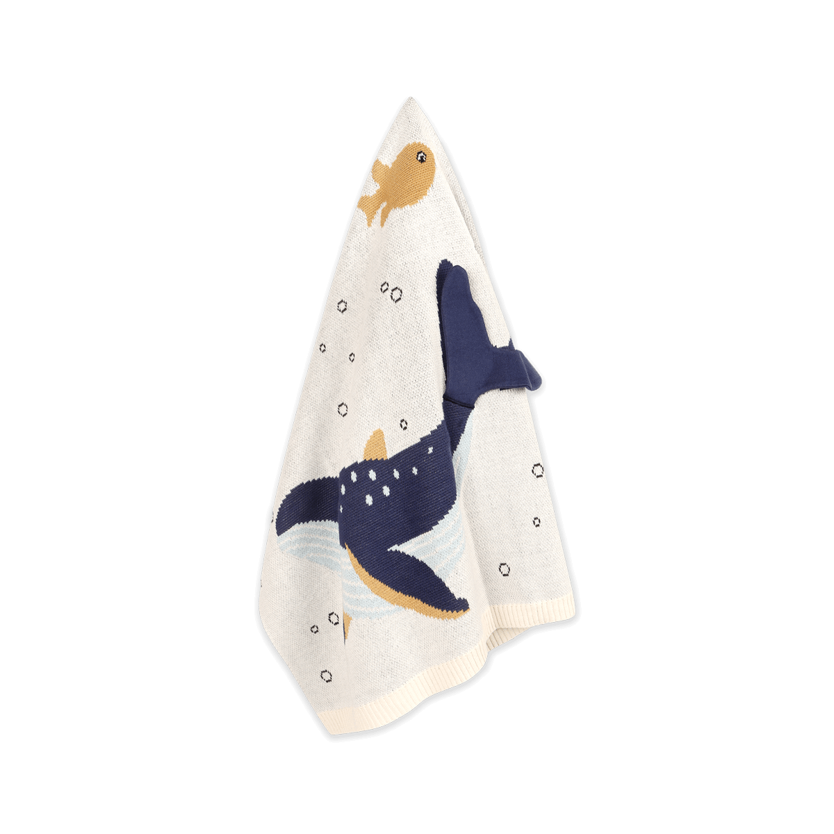 Ocean Life 3D - Organic Cotton Jacquard Sweater Knit Baby Blankets by Viverano