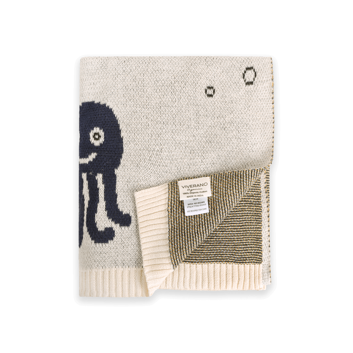 Ocean Life 3D - Organic Cotton Jacquard Sweater Knit Baby Blankets by Viverano
