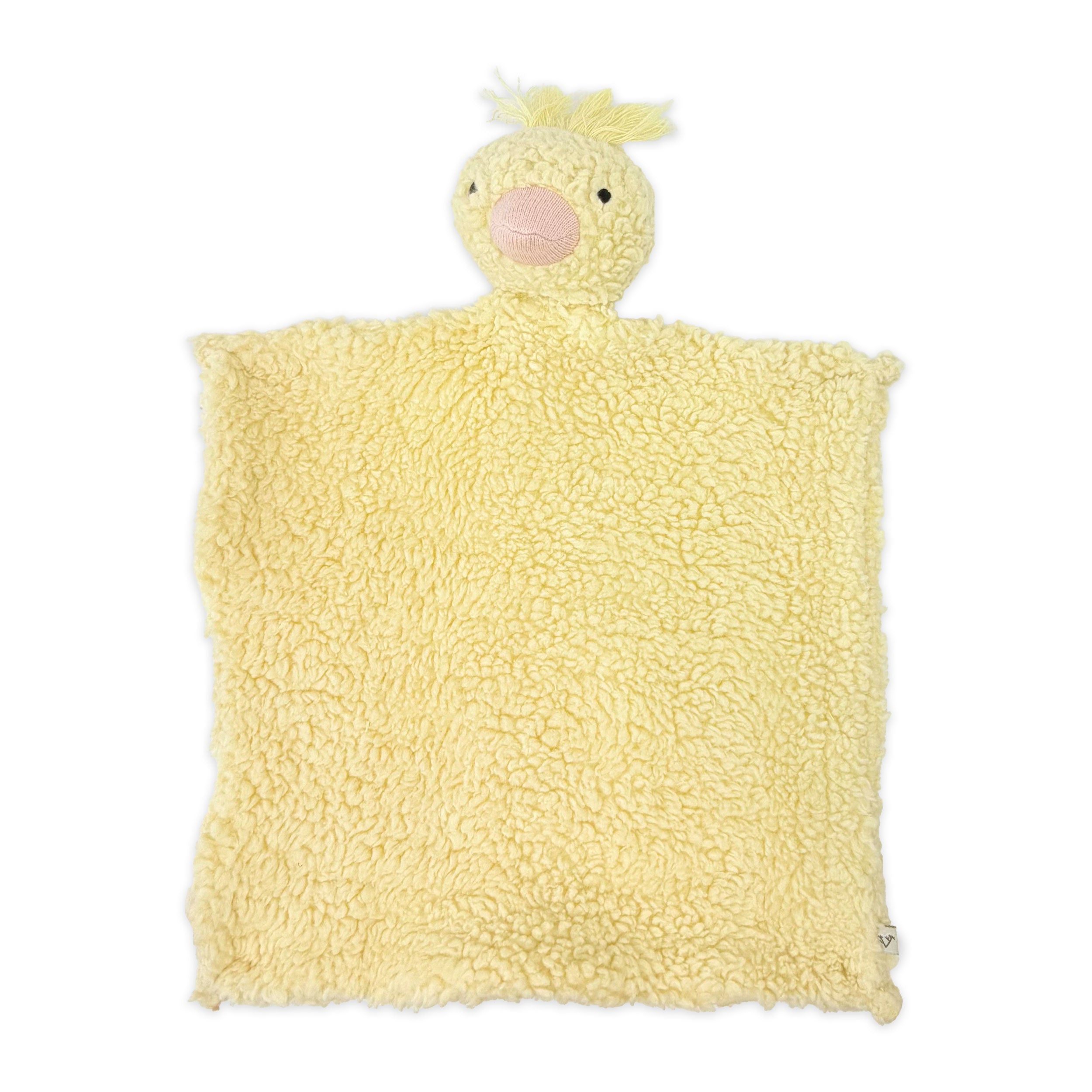 DUCKLING - Organic SHERPA Lovey Baby Security Blanket Cuddle Cloth (Flat)