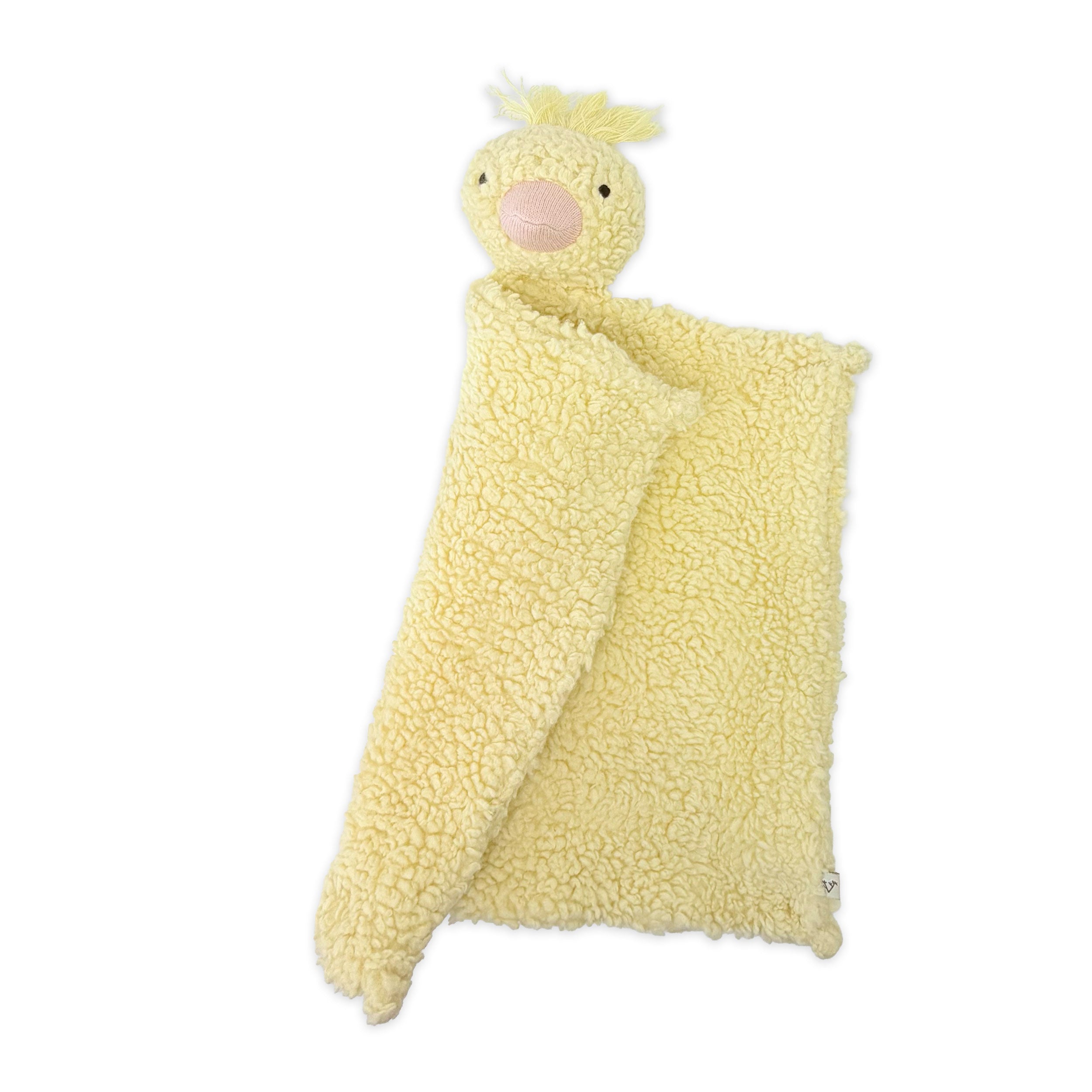 DUCKLING - Organic SHERPA Lovey Baby Security Blanket Cuddle Cloth (Folded)