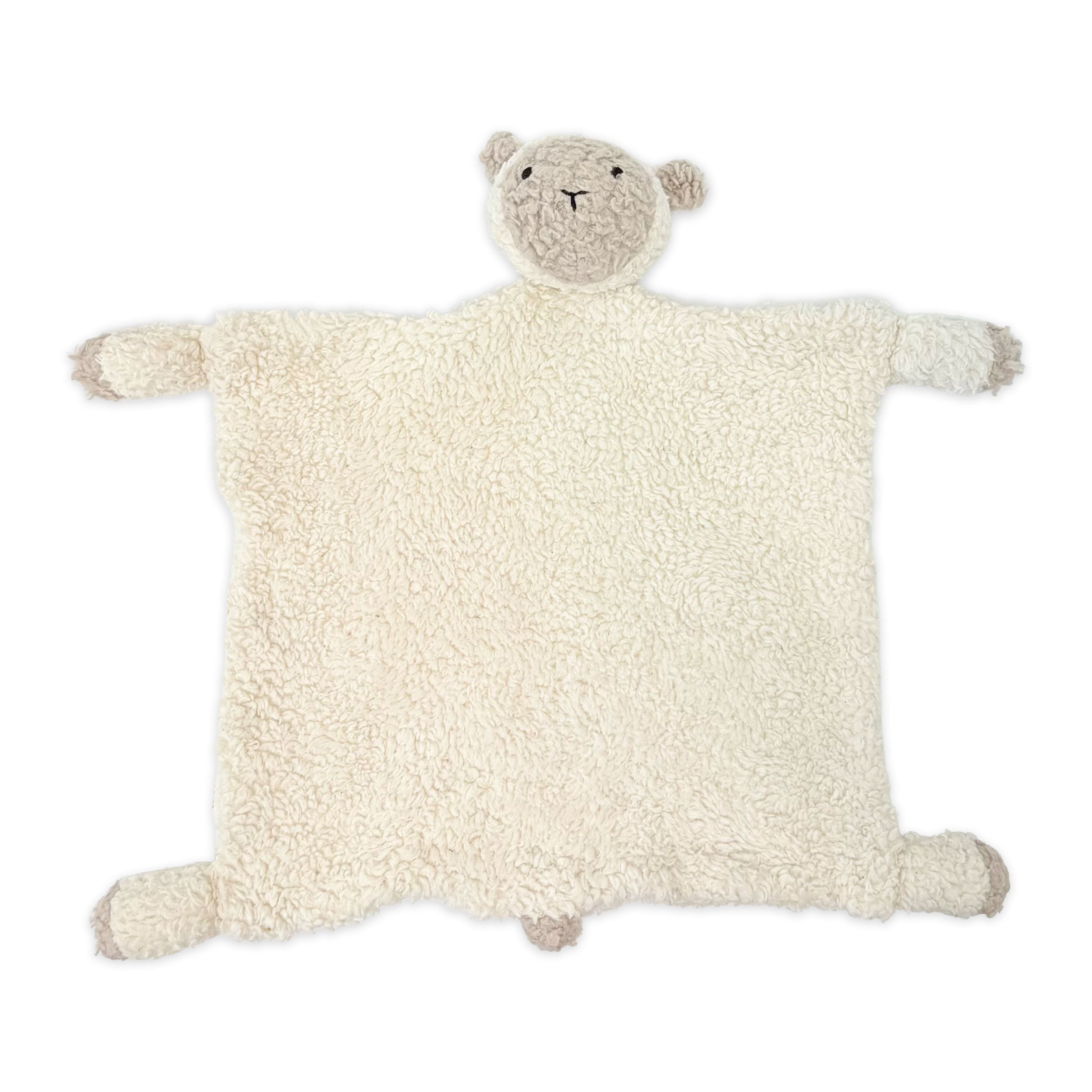 LAMB - Organic SHERPA Lovey Baby Security Blanket Cuddle Cloth (Flat)