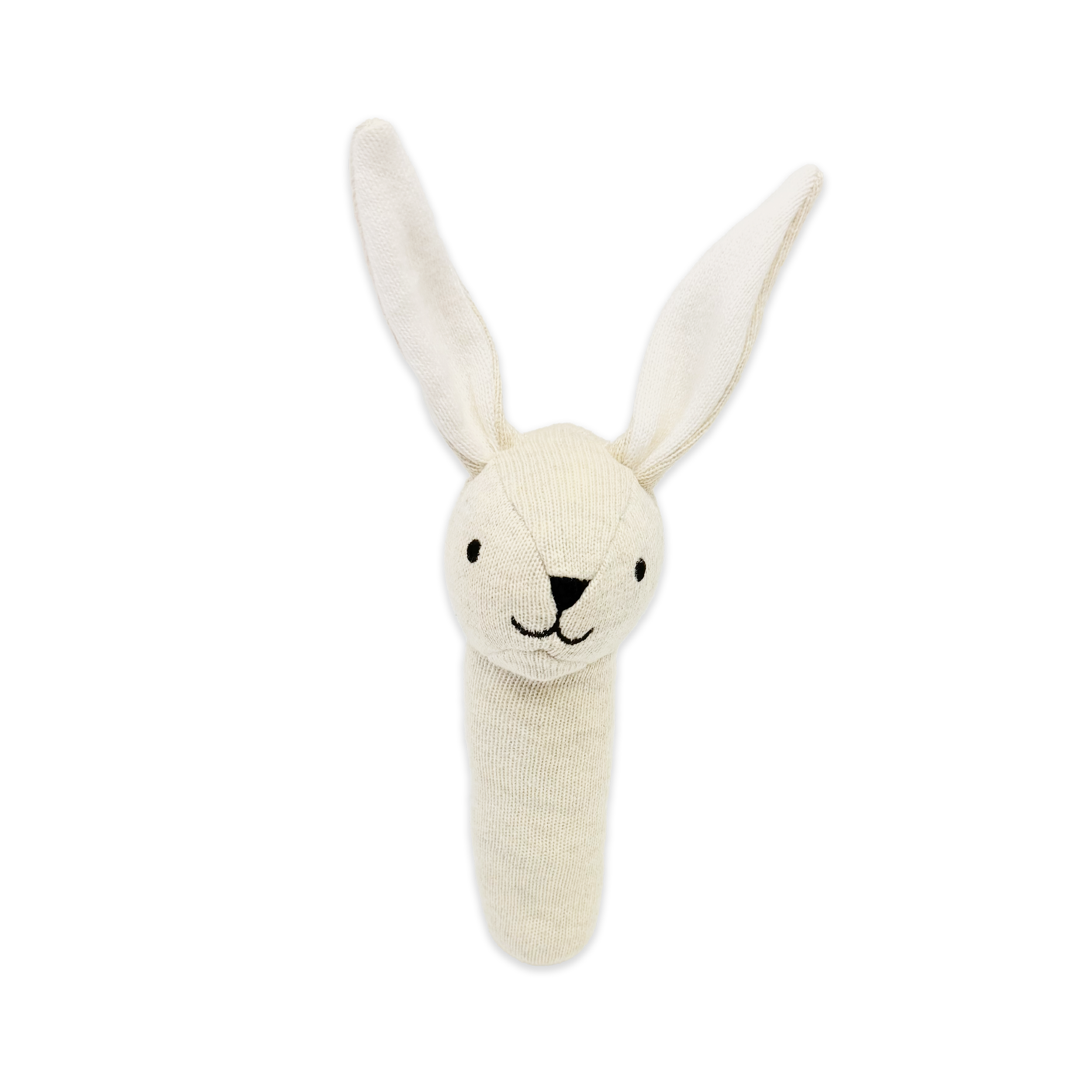 Bunny - Organic Stuffed Animal Baby Stick Rattle Toy