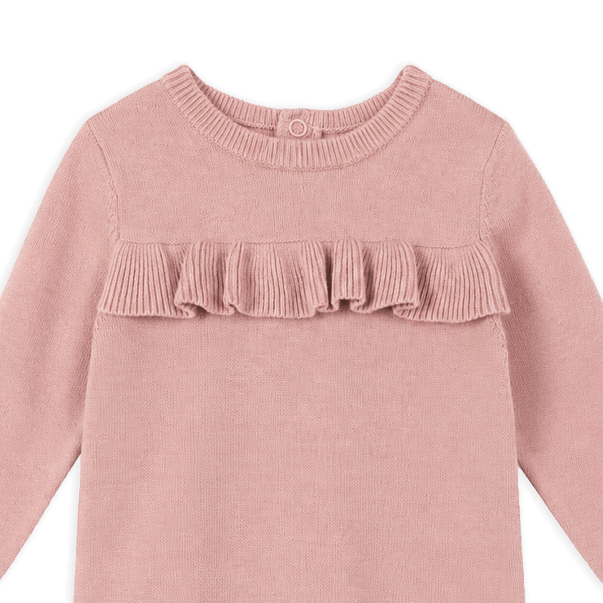 Organic Cotton Milan Earthy Sweater Knit Ruffle Baby Jumpsuit, Detail