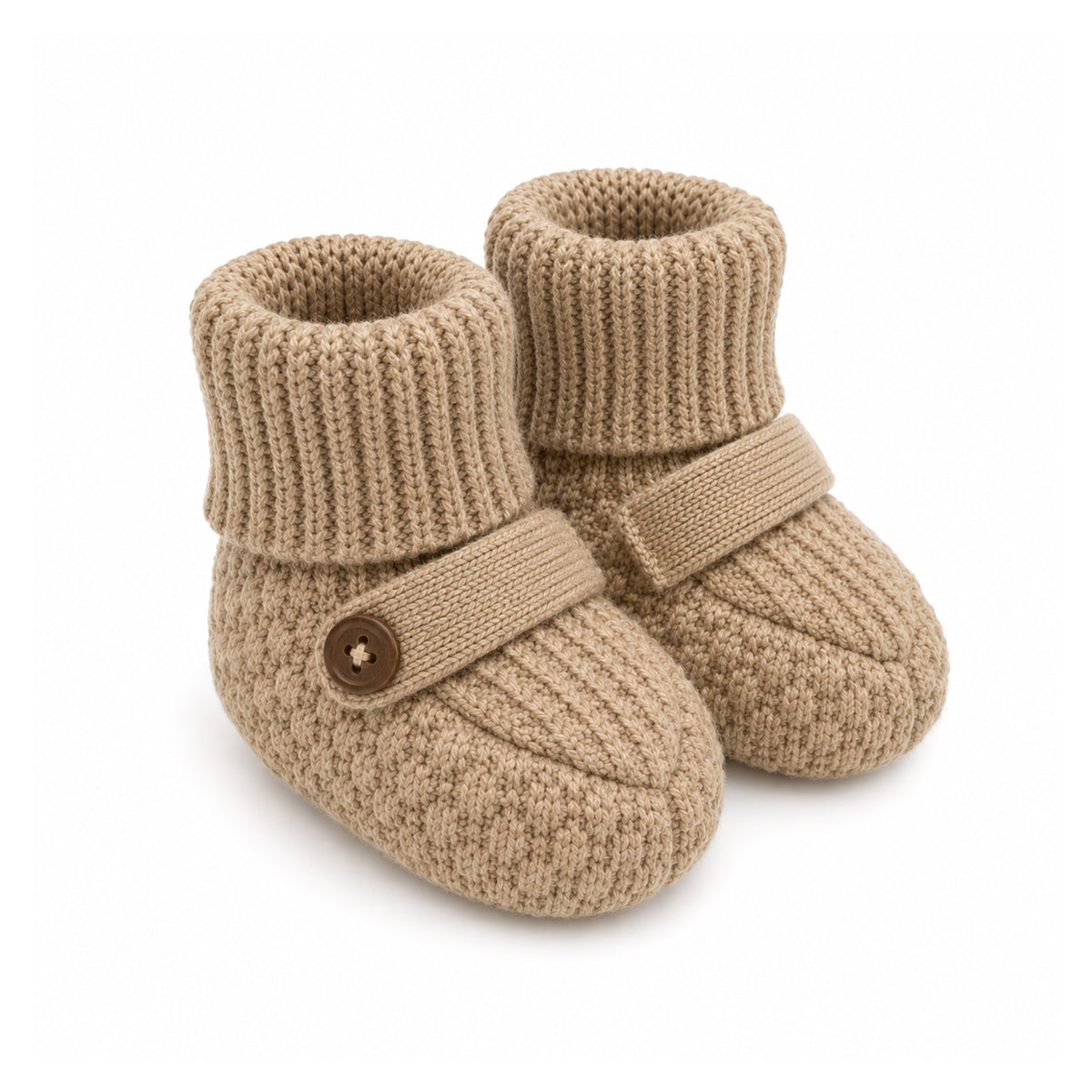 Earth Brown Waffle Milan Earthy Sweater Knit Baby Booties, Organic Cotton