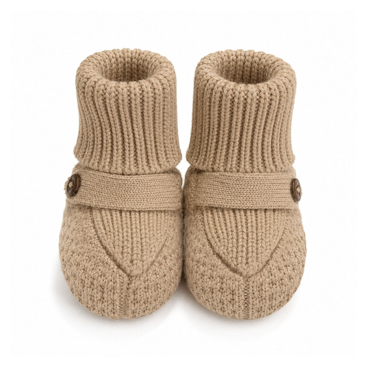 Organic Cotton Milan Earthy Sweater Knit Baby Booties, Earth Brown Waffle