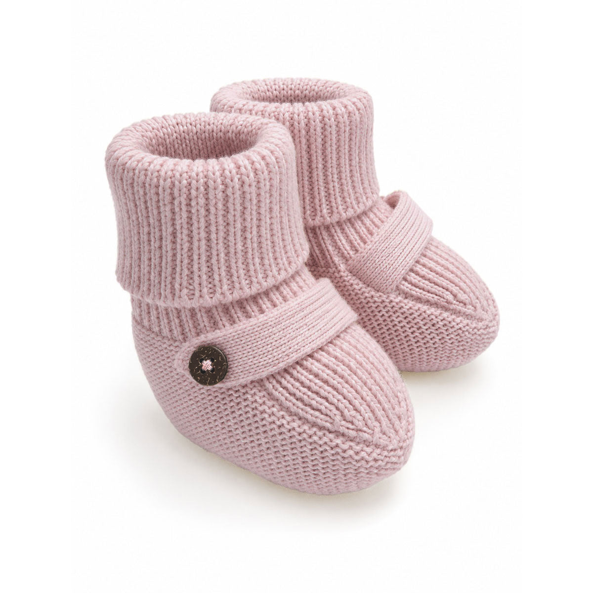 Mauve Pink Milan Earthy Sweater Knit Baby Booties, Organic Cotton