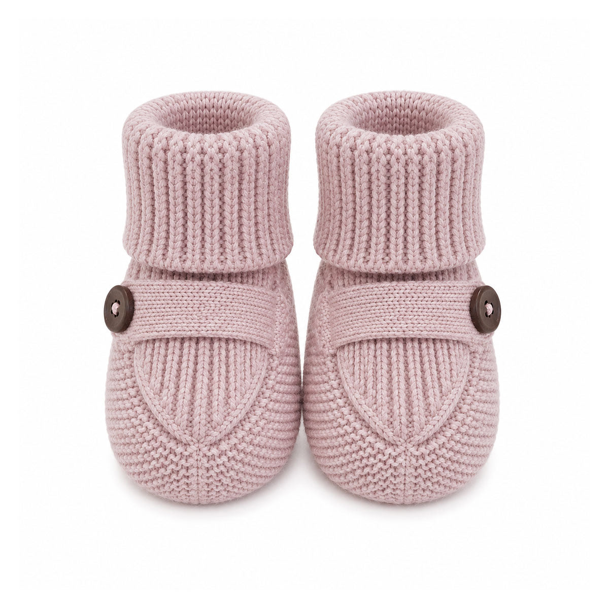 Organic Cotton Milan Earthy Sweater Knit Baby Booties, Mauve Pink