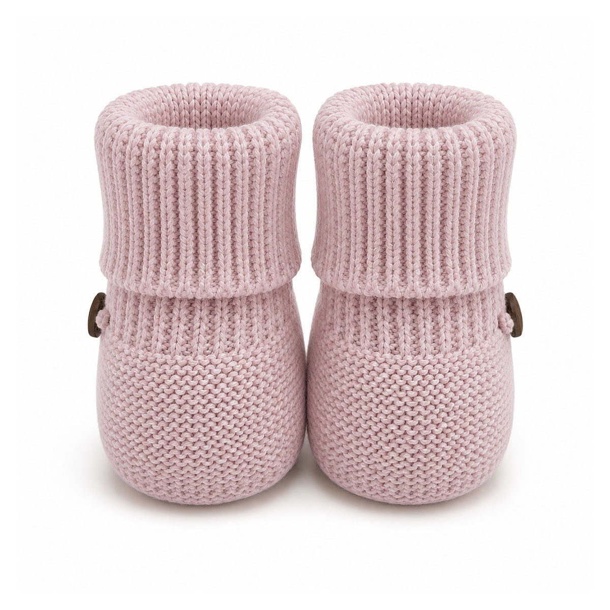 Organic Cotton Milan Earthy Sweater Knit Baby Booties, Mauve Pink - Back