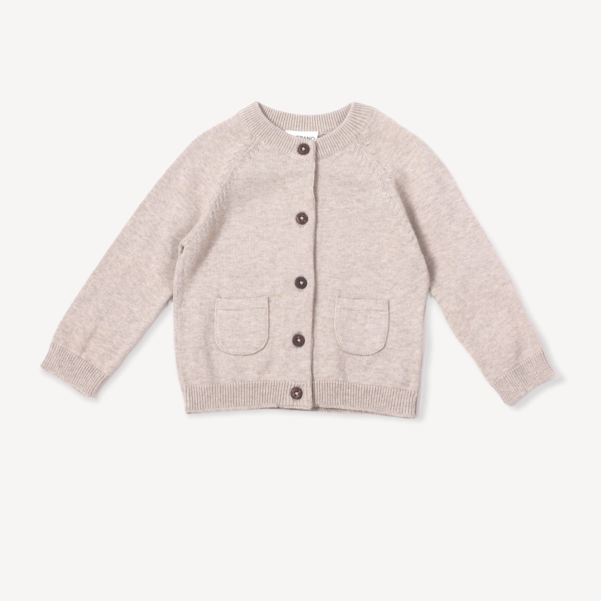 Milan Earthy Baby Button Cardigan Sweater Knit (Organic Cotton) - Oatmeal Heather