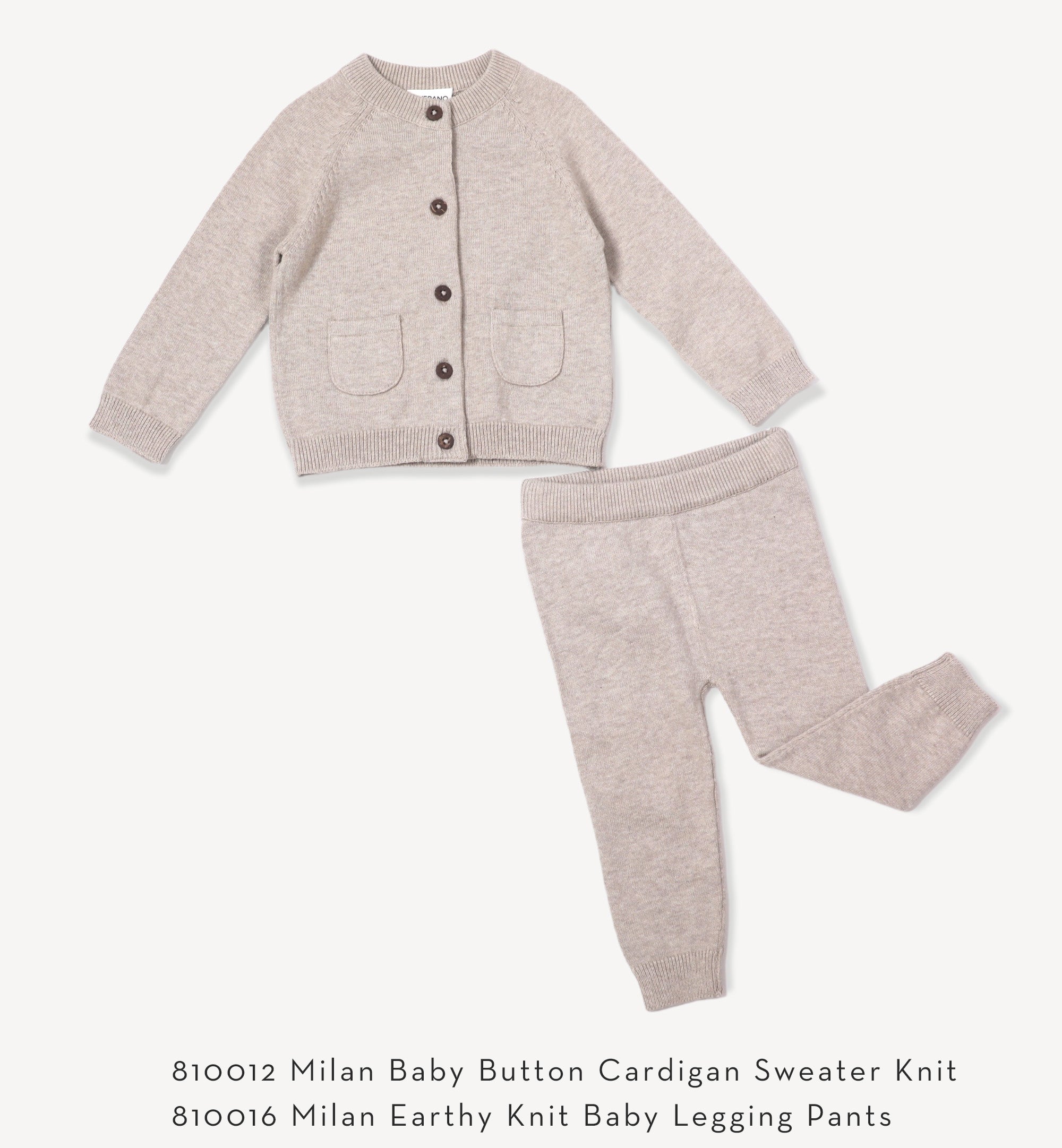 Milan Earthy Baby Button Cardigan Sweater Knit (Organic Cotton) - Oatmeal Heather
