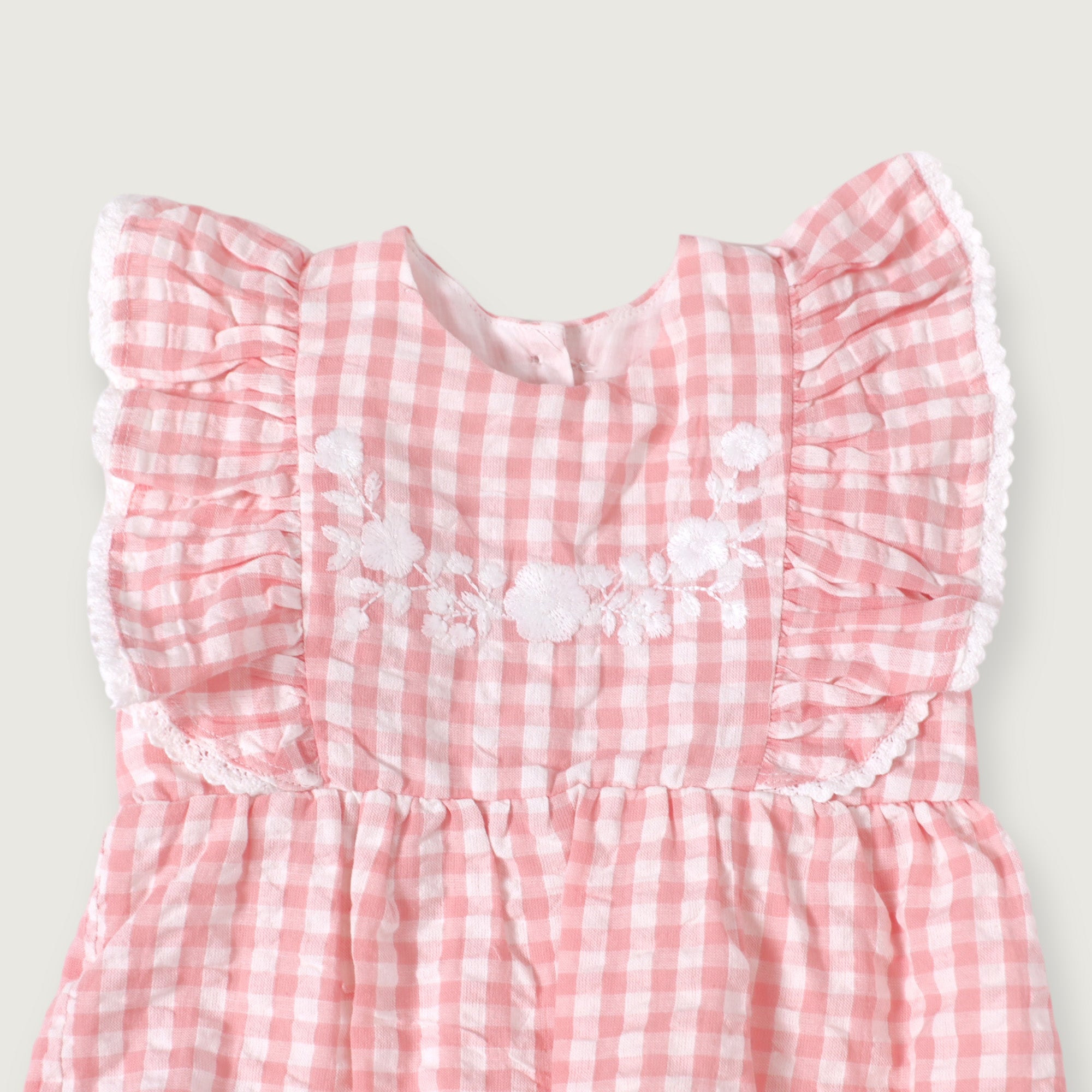 Nina Seersucker Gingham Baby Bubble Romper (Organic Cotton)