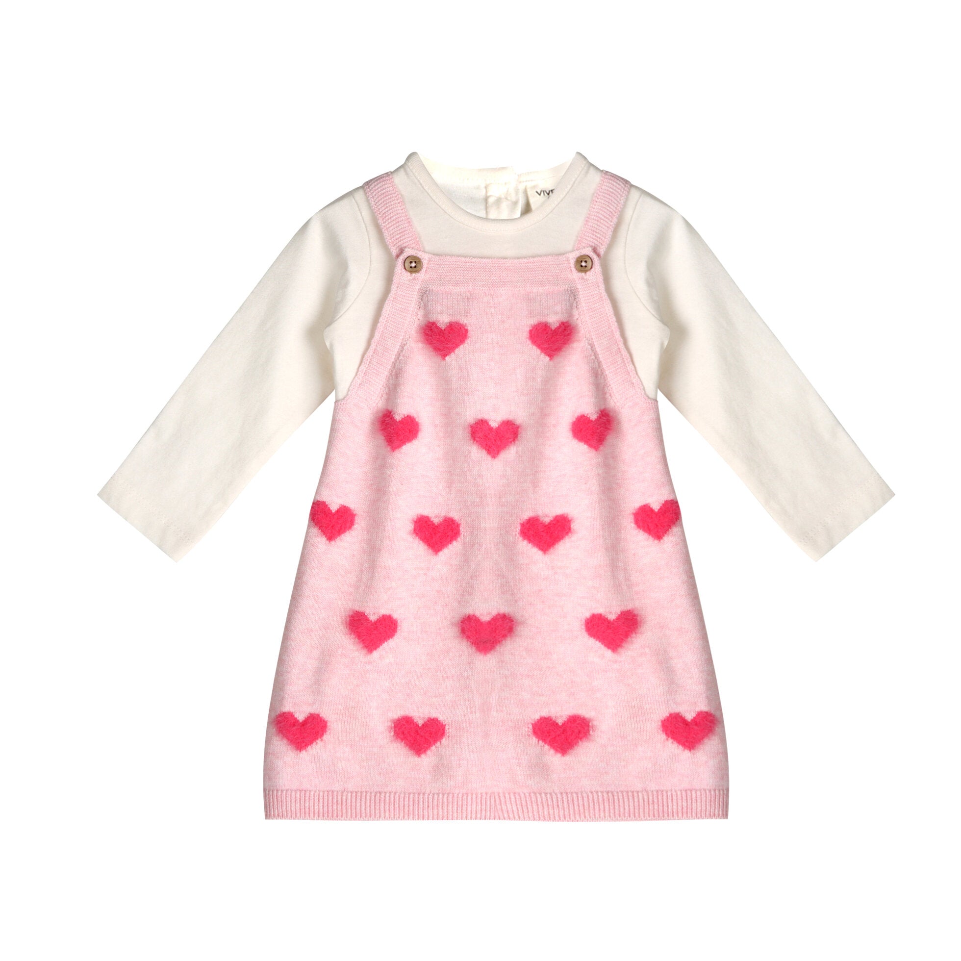 Fuzzy Hearts 3D Tunic Baby Knit Dress Set (Organic)