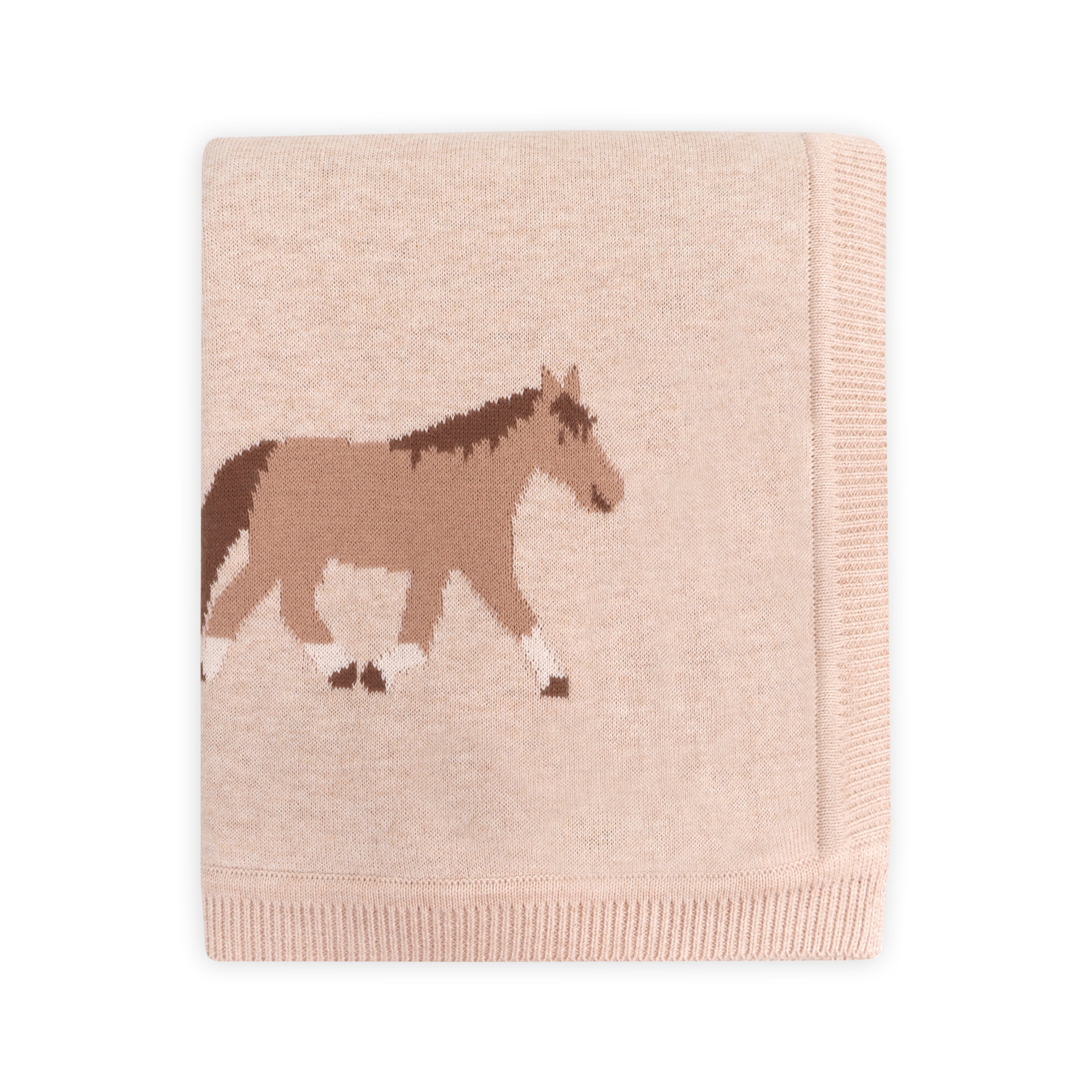 Horse Pony Snuggles - Organic Cotton Jacquard Knit Baby Blanket