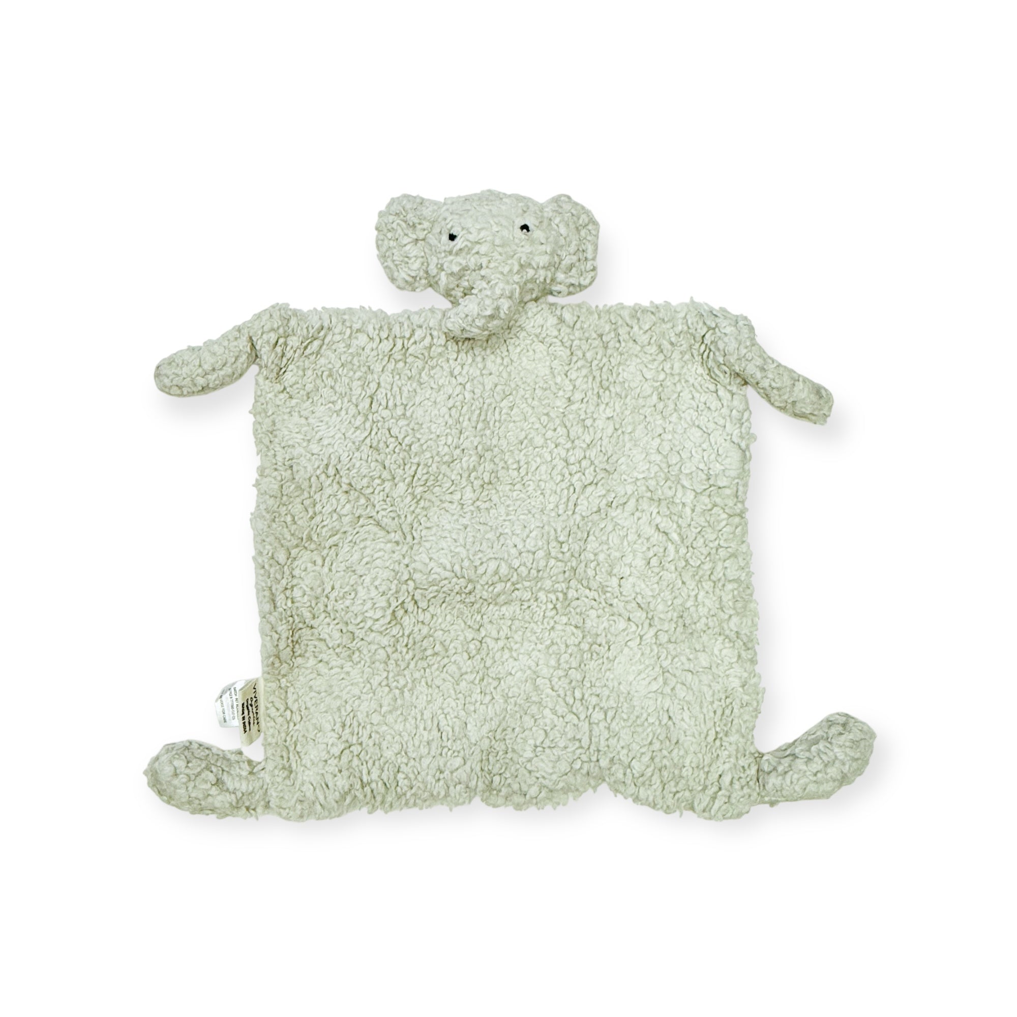 ELEPHANT - Organic SHERPA Lovey Baby Security Blanket Cuddle Cloth 