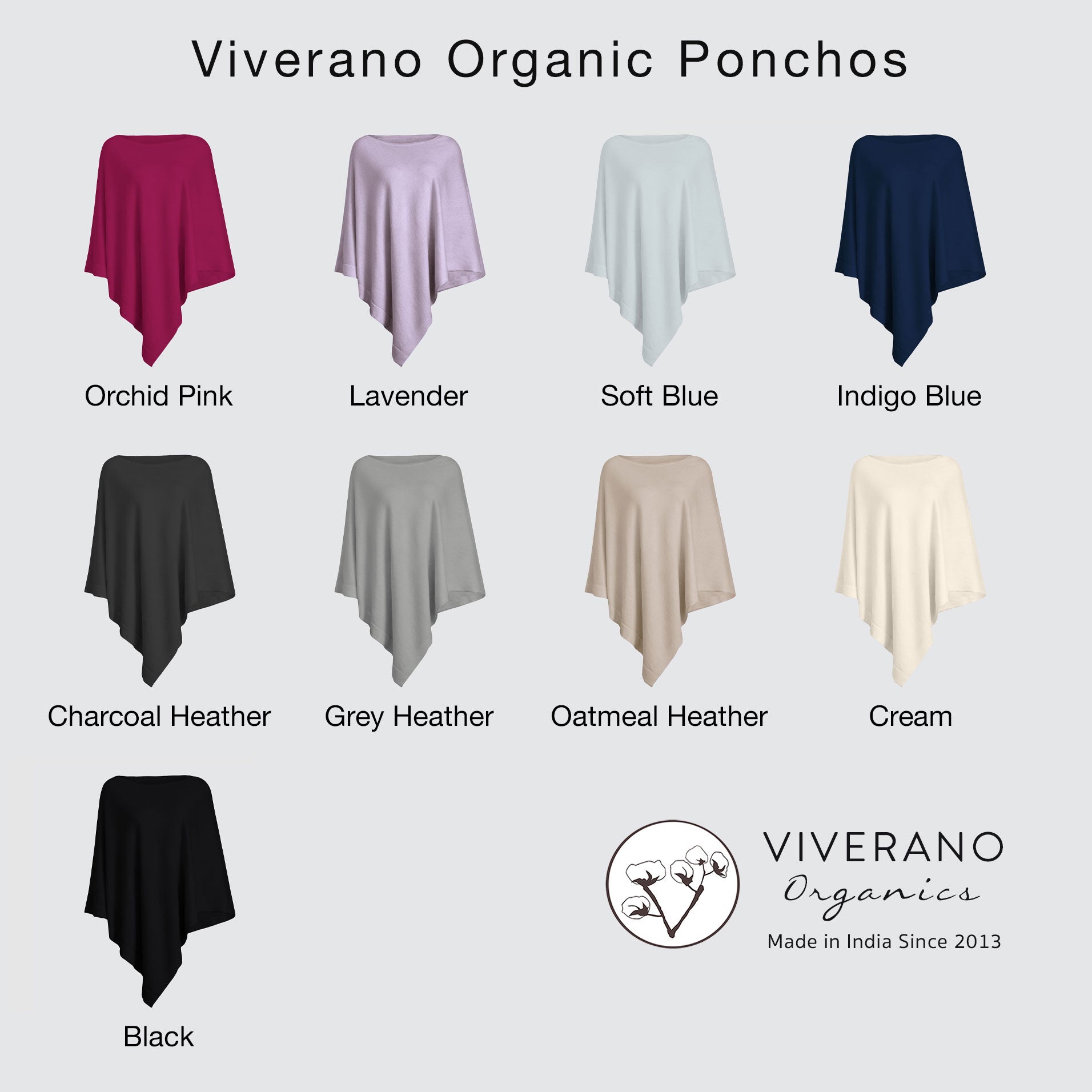 Organic Women's Boat Neck Poncho Wrap - 9 Colors