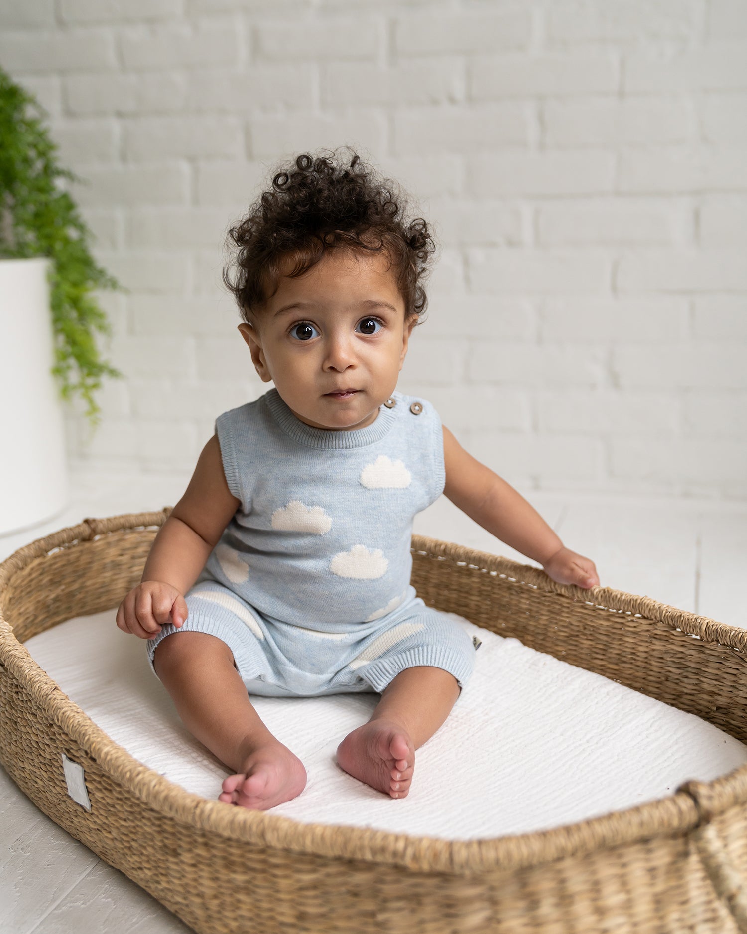 Clouds Jacquard Knit Baby Romper (Organic Cotton)