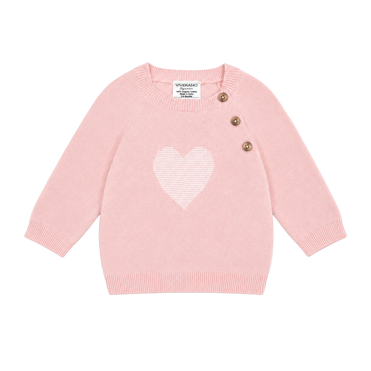 front of Hearts Jacquard Knit Baby Pullover made with organic cotton