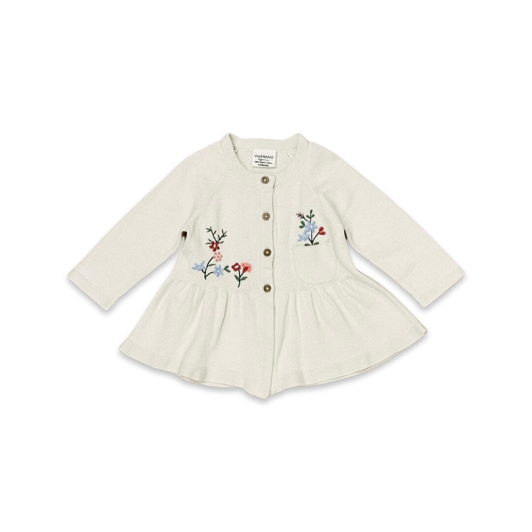 Floral Embroidered Baby Button-Front Ruffle Dress 