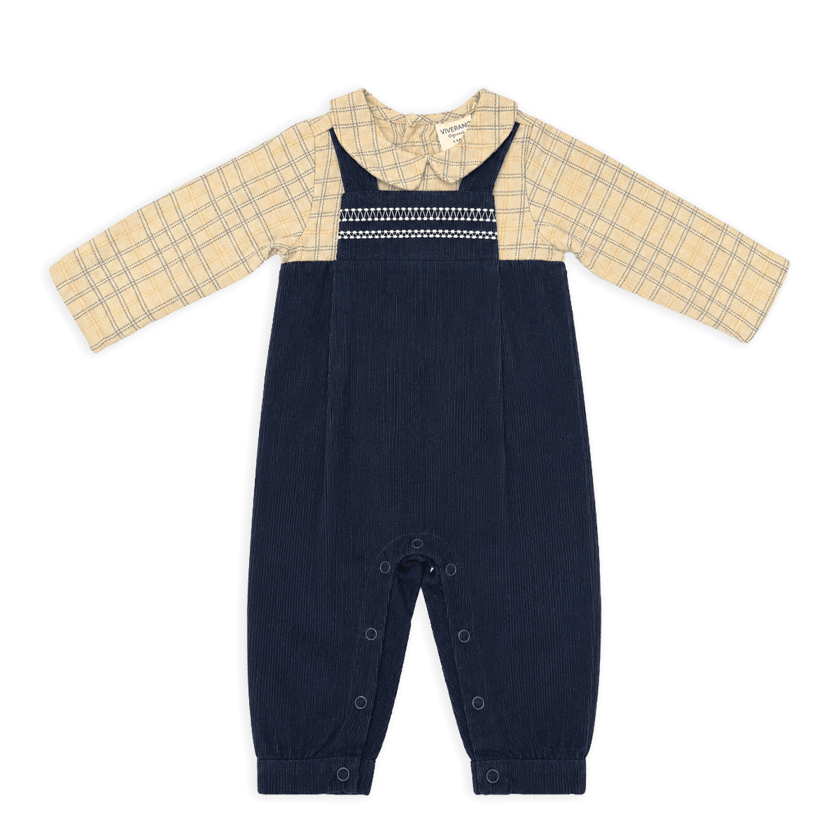 Organic Embroidered Corduroy Baby Coverall Jumpsuit 