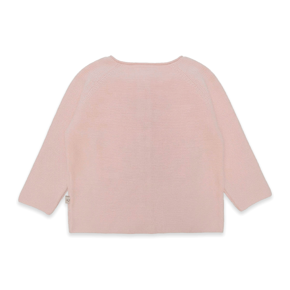 Viverano Organics soft pink baby cardigan with long sleeves and simple knit design