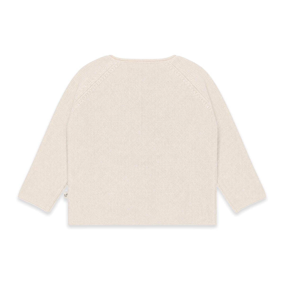 Viverano Organics soft cream-colored baby cardigan with long sleeves and fine knit fabric