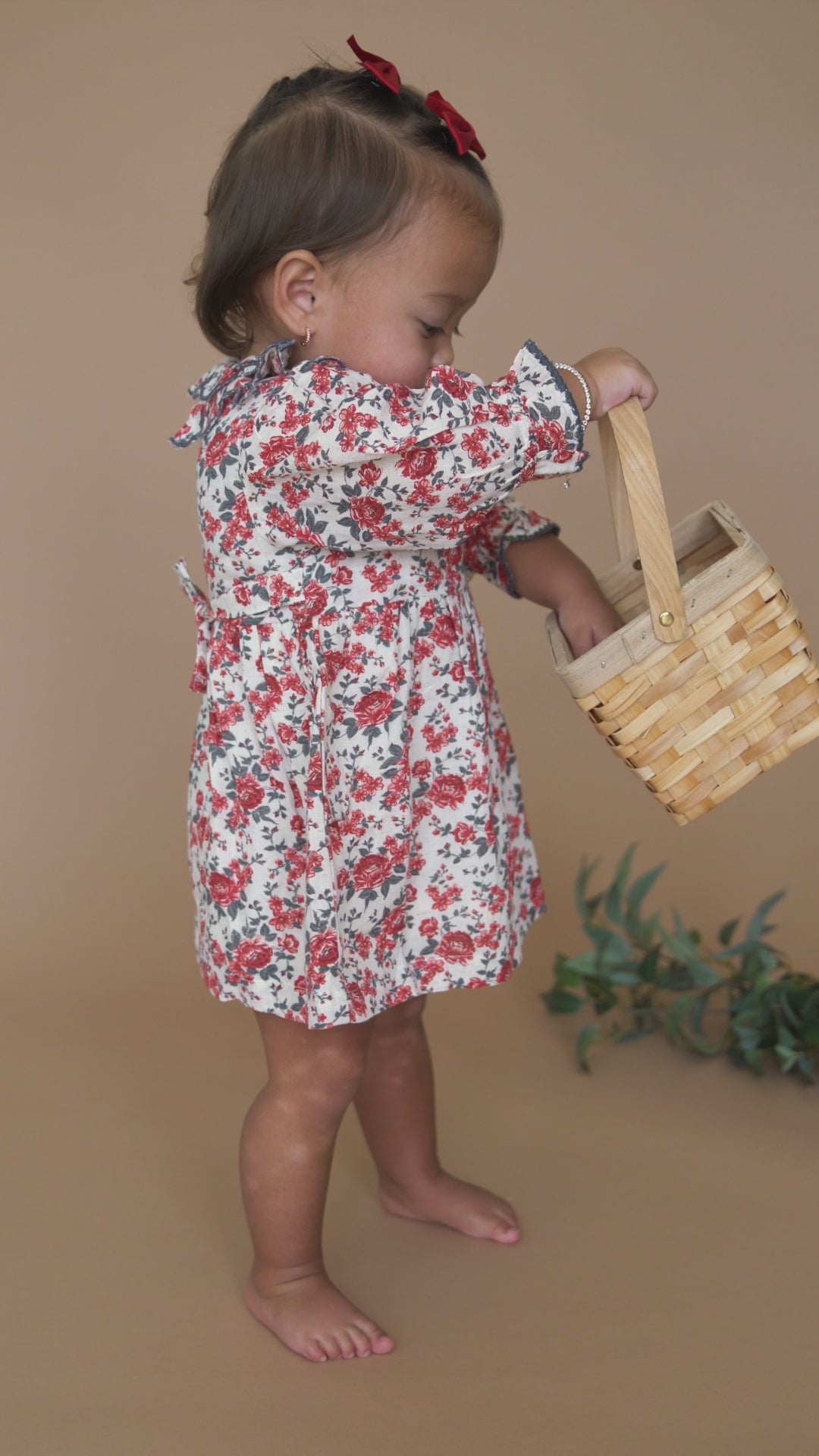 Amour Rose Floral Ruffle Baby Dress & Bloomer (Linen Blend)