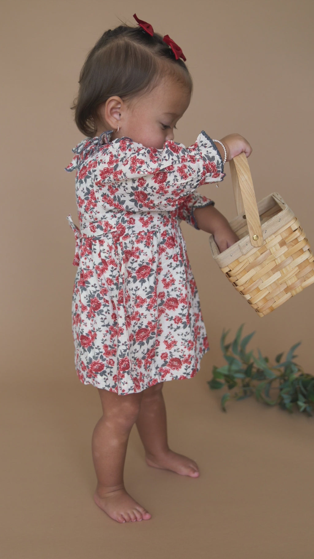 Amour Rose Floral Ruffle Baby Dress & Bloomer (Linen Blend)