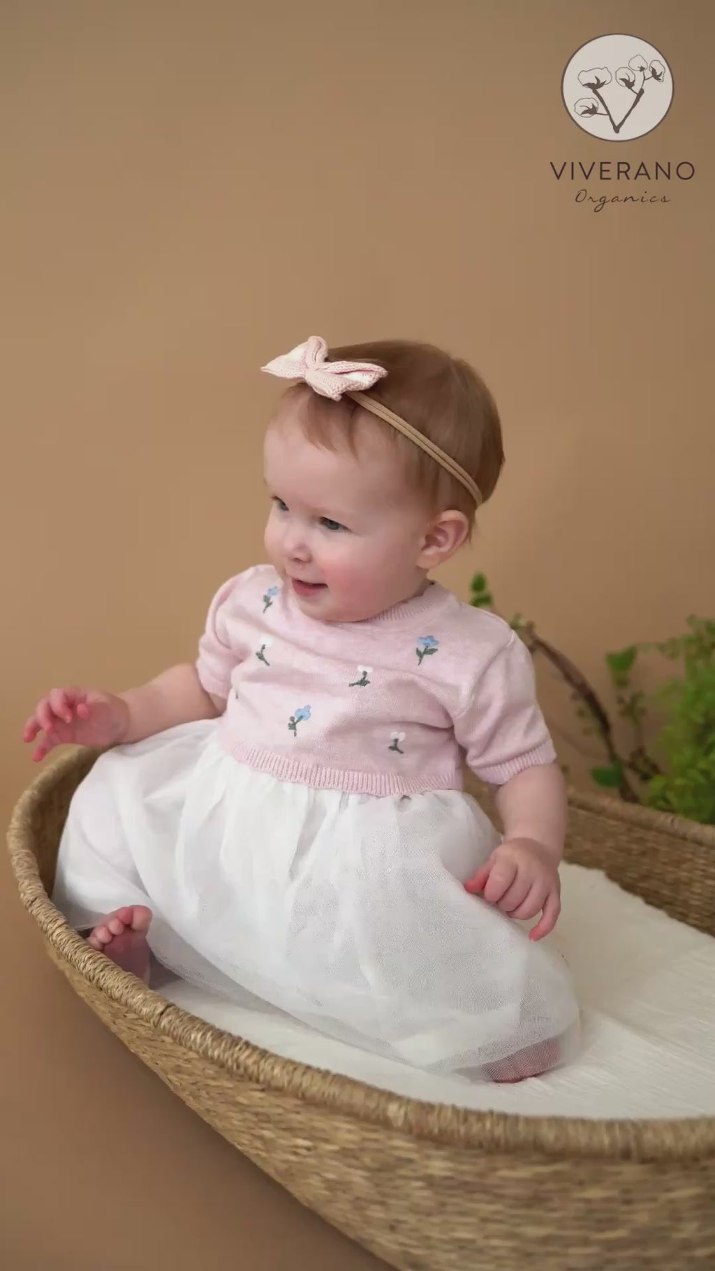 Floral Embroidered Short Sleeve Tutu Baby Knit Dress (Organic Cotton)