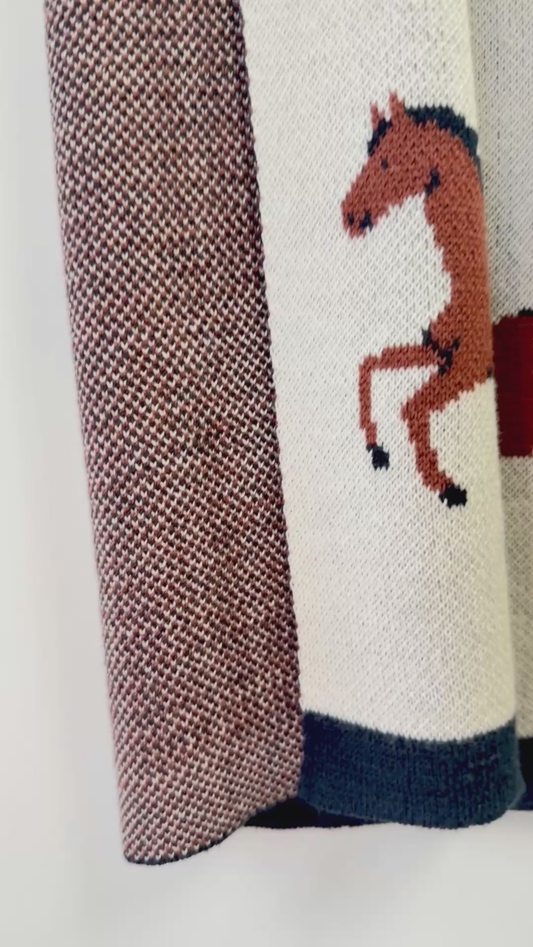 Horse - Jacquard Sweater Knit Baby Blanket (Organic Cotton)