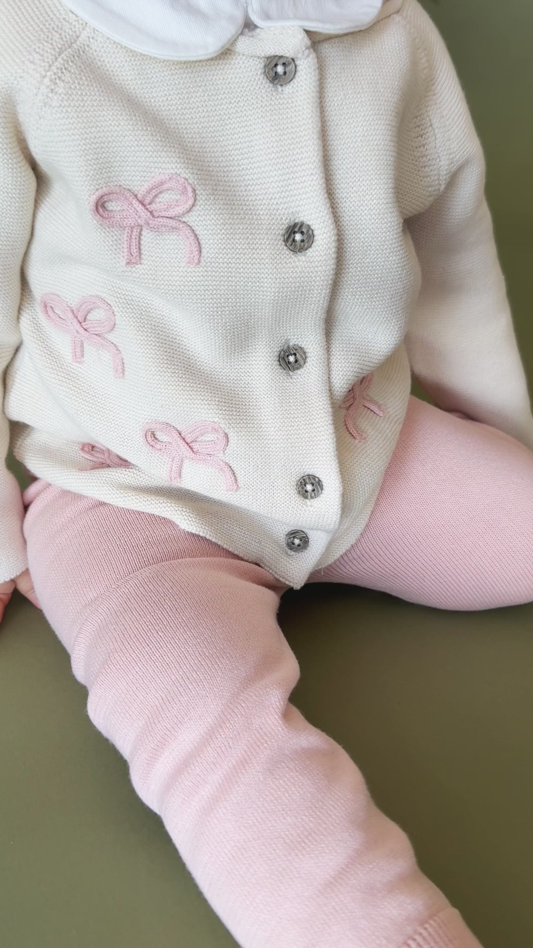 Zoe Bow Sweater Knit Baby Button Cardigan (Organic)