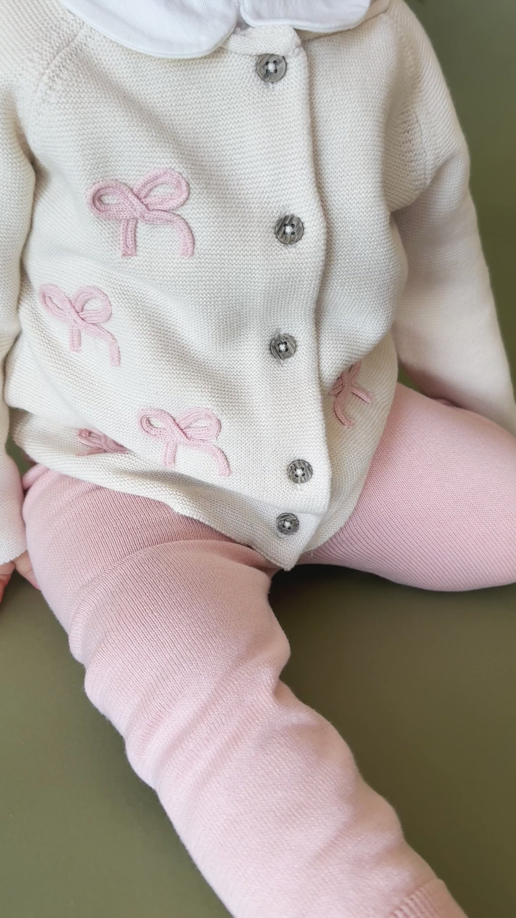 Zoe Bow Sweater Knit Baby Button Cardigan (Organic)